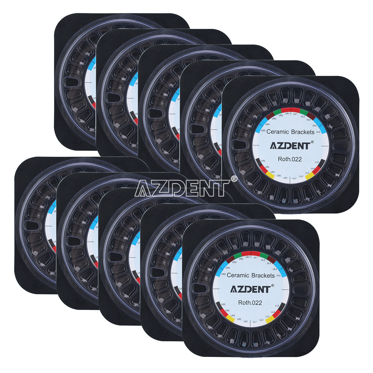 AZDENT Dental Orthodontic Ceramic Bracket Braces Mesh Base Roth/MBT 20pcs/Kit