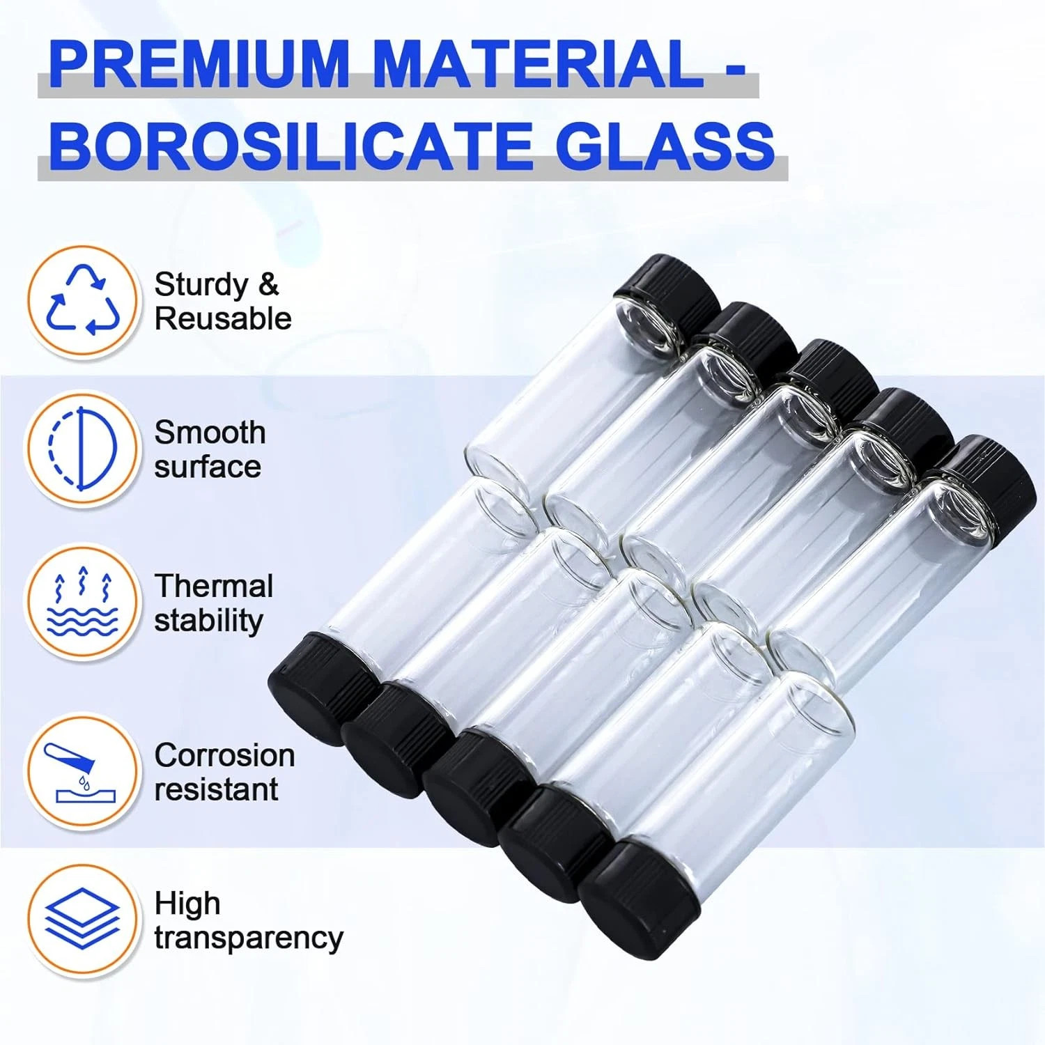 100pcs 10ml Clear Glass Vials, Sample Vials with Screw Caps Small Liquid Bottles