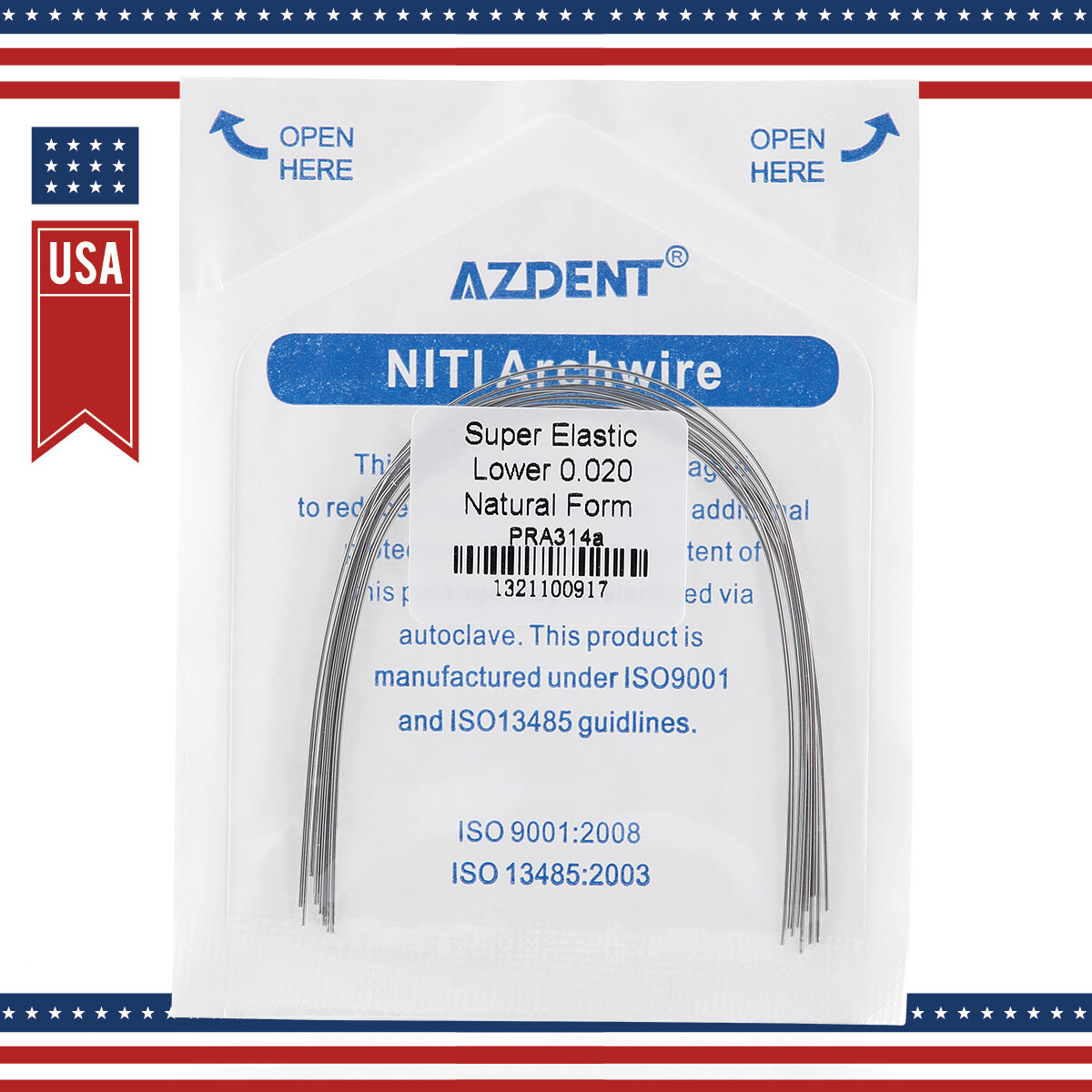 AZDENT Dental Orthodontic Super Elastic Round Niti Arch Wire Nature Form Wires