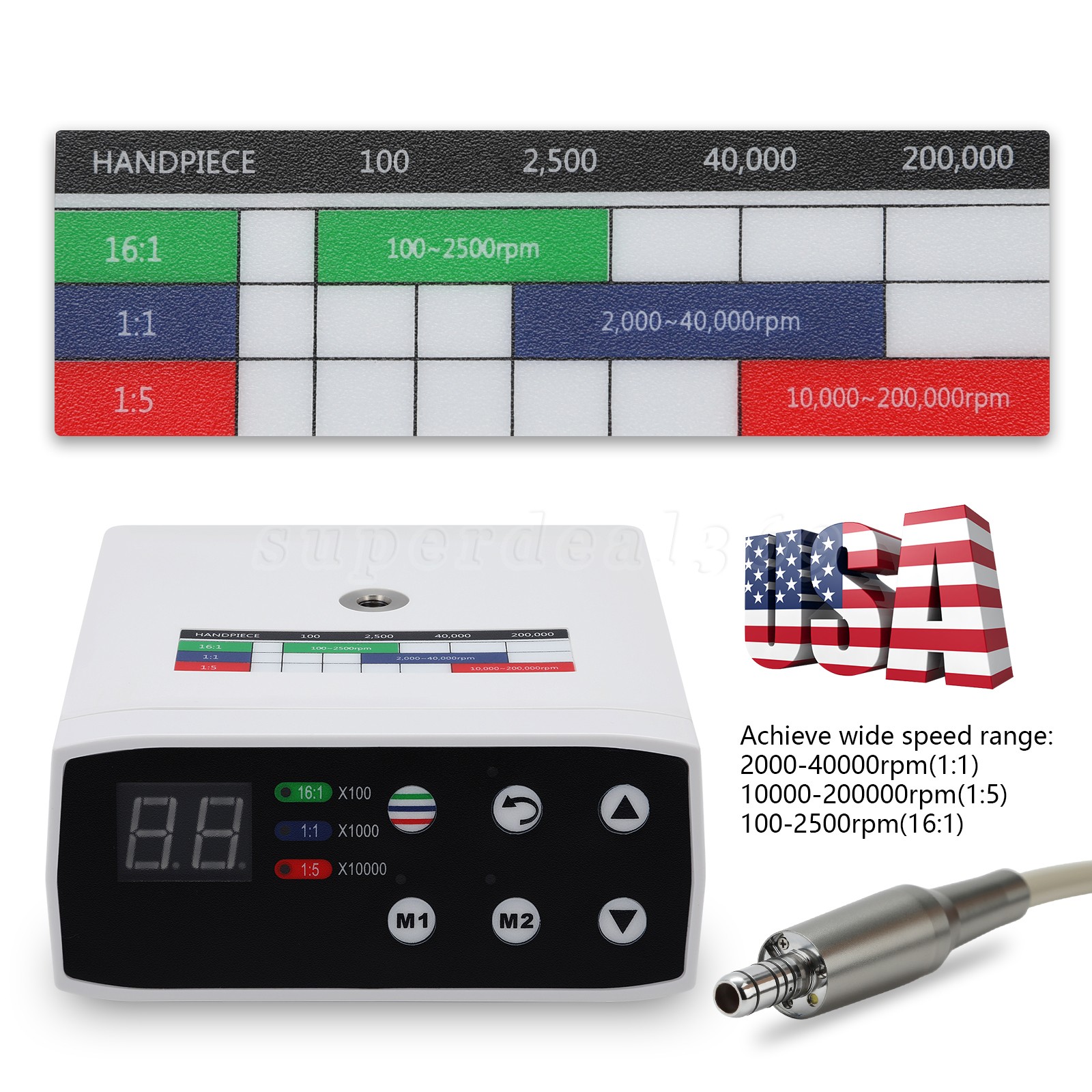 Dental Brushless LED Electric Micro Motor Fit NSK E-Type 1:1/16:1/1:5 Handpiece