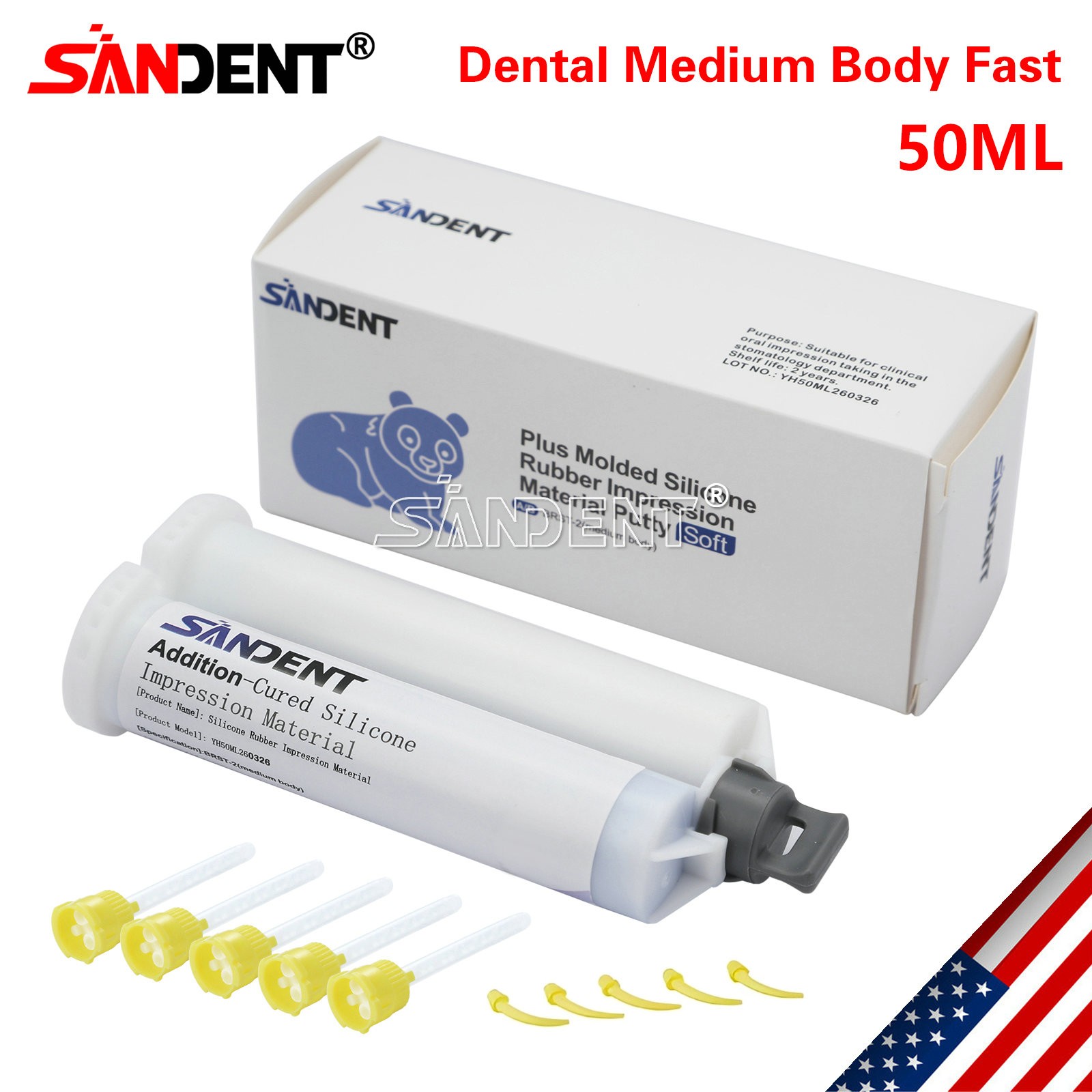 Dental VPS Medium Body Impression Material Fast Set 50ml Cartridge pr