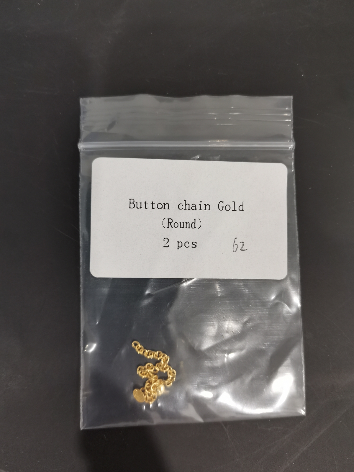 Dental Ortho Traction Chain Buttons with Chain Gold Plated Round/Rectangular 2pc