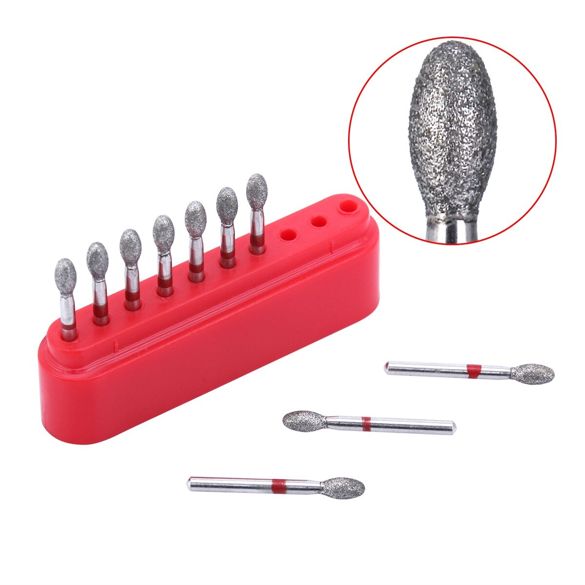 50X AZDENT Dental Diamond Burs FOOTBALL 379-023F FINE RED DEFEND Friction Grip