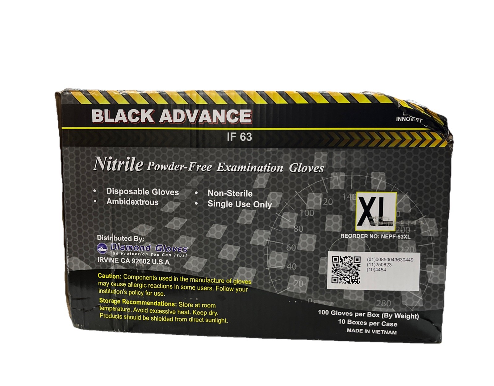Black Advance Nitrile Powder Free Examination Gloves 100 Gloves Per Box