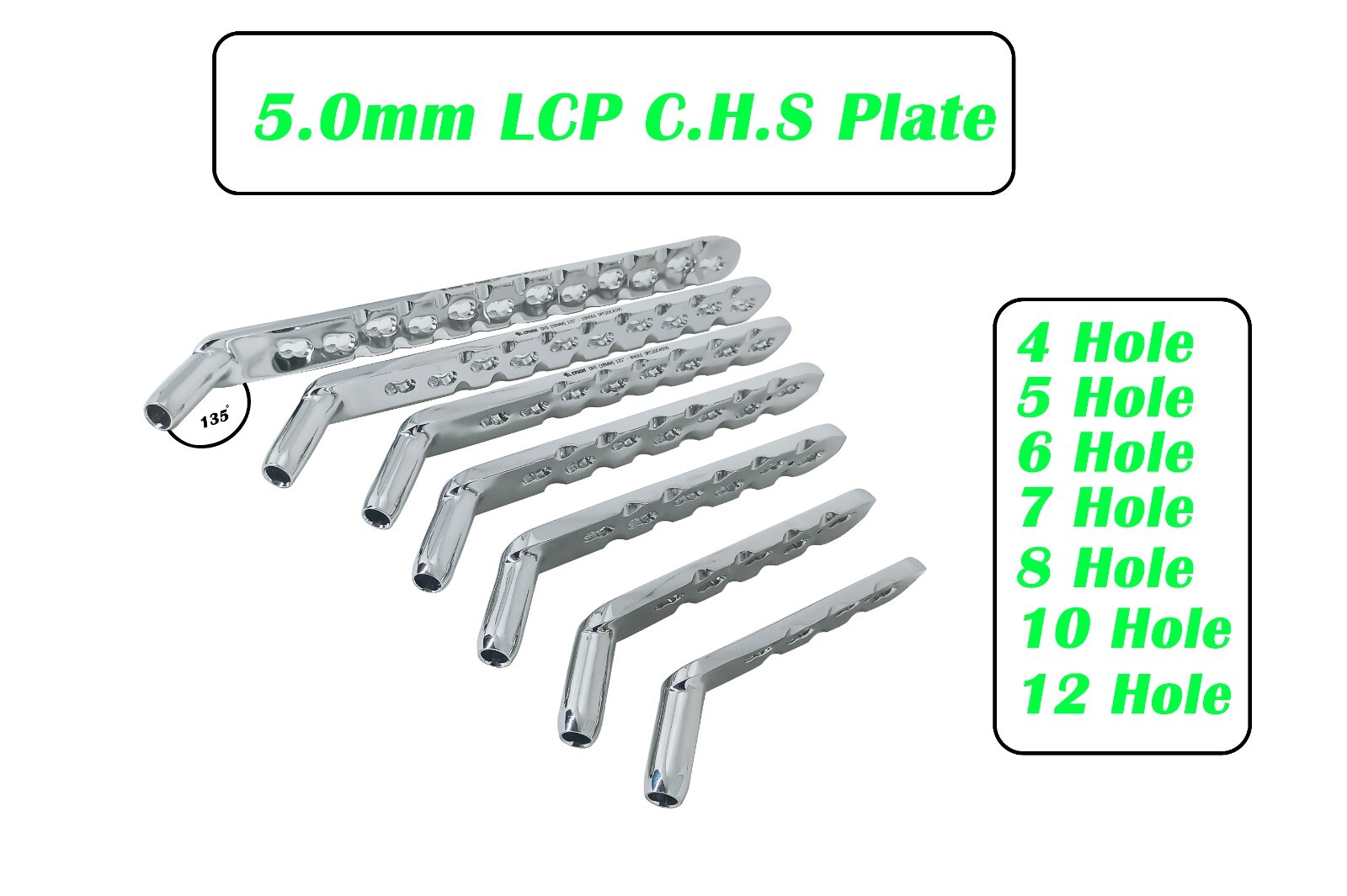 Veterinary 5.0mm LCP CHS Plate Lot of 7pcs with SS Surgicals Instrument.