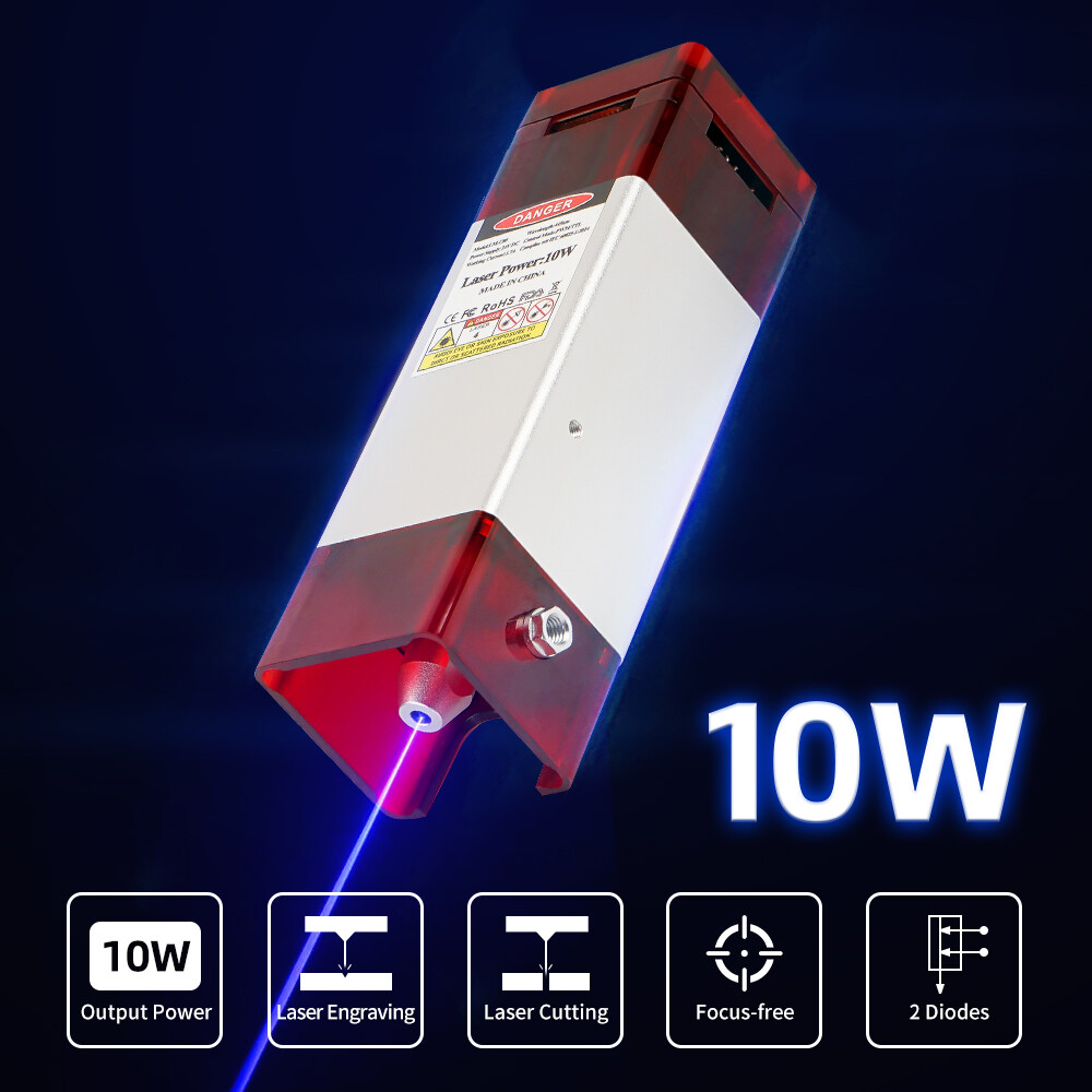 80W 12V Laser Engraver Cutting Module 10W Output Optical Power Air Assistance