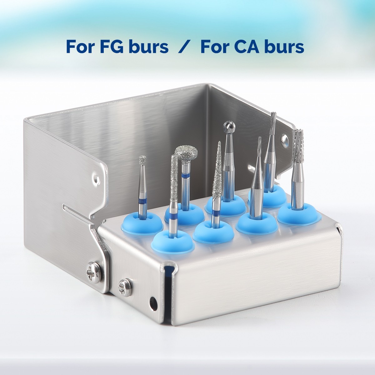 8 Holes Dental Bur Holder Disinfection Block Case Box Dentist Stand Autoclave