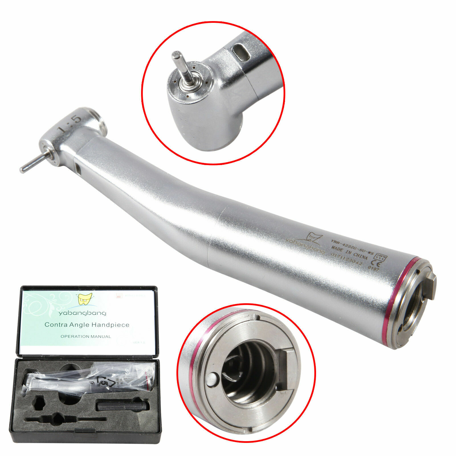 Dental 1:5 increasing Contra Angle / Fiber Optic LED 4 Sprays Inner Fit NSK