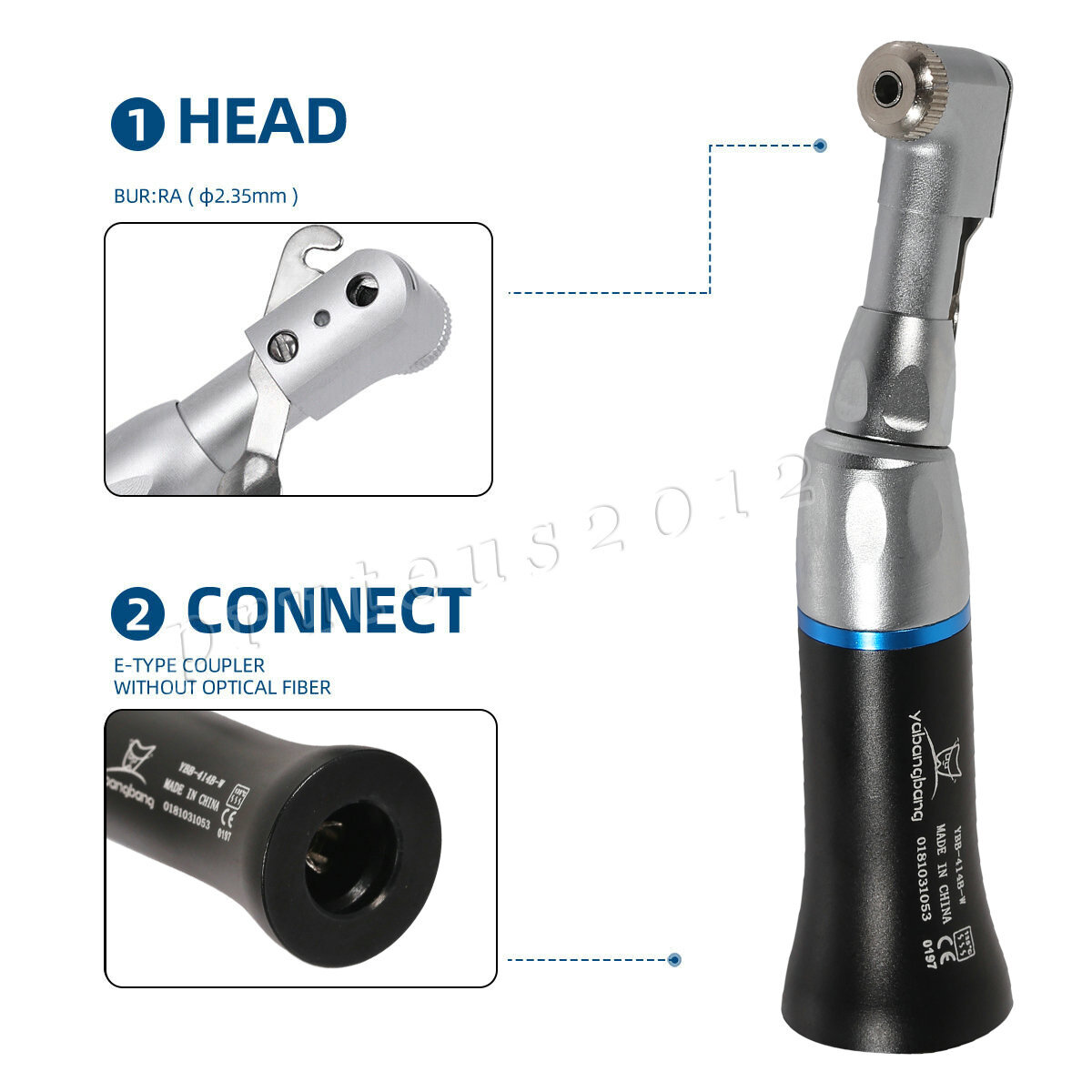 Yabangbang Dental Low Speed Handpiece Contra Angle Latch CA/RA 2.35mm Black