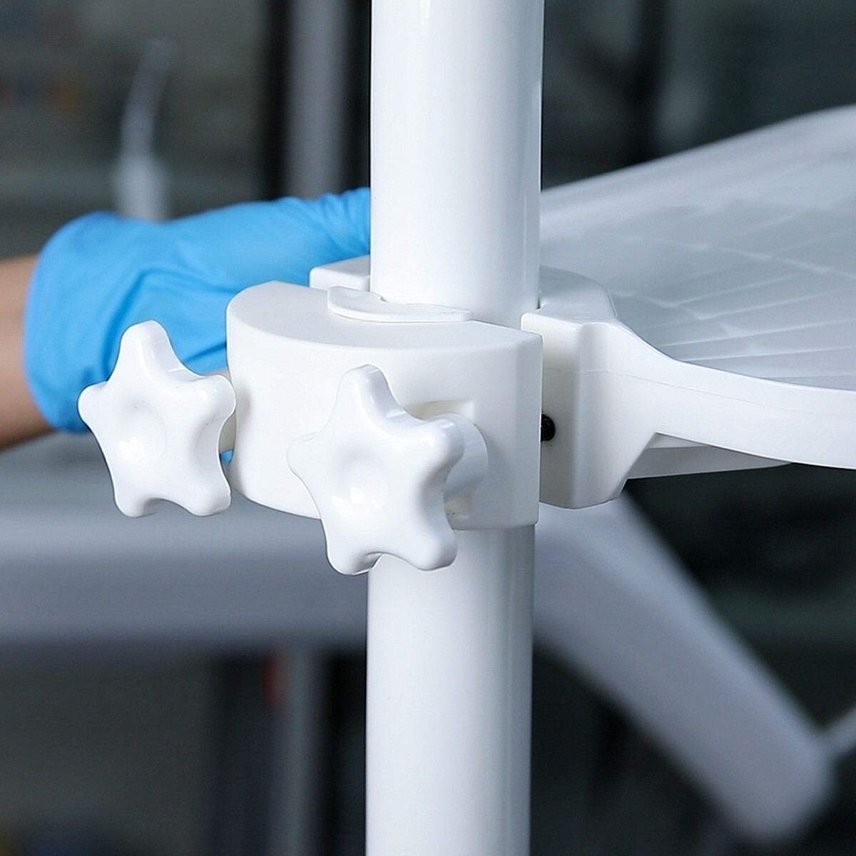 Dental Plastic Post Mounted Tray Table Chair Accessories for Dental Chair White
