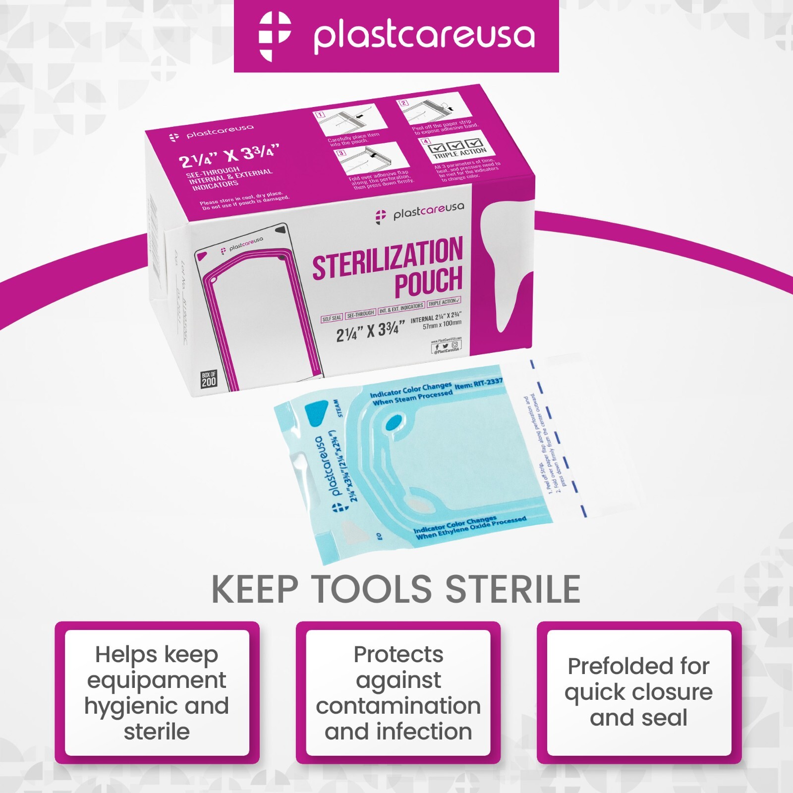 400 2.25 x 2.75 Self-Sterilization Pouches Autoclave Bags Dental Tattoo (2 Box)