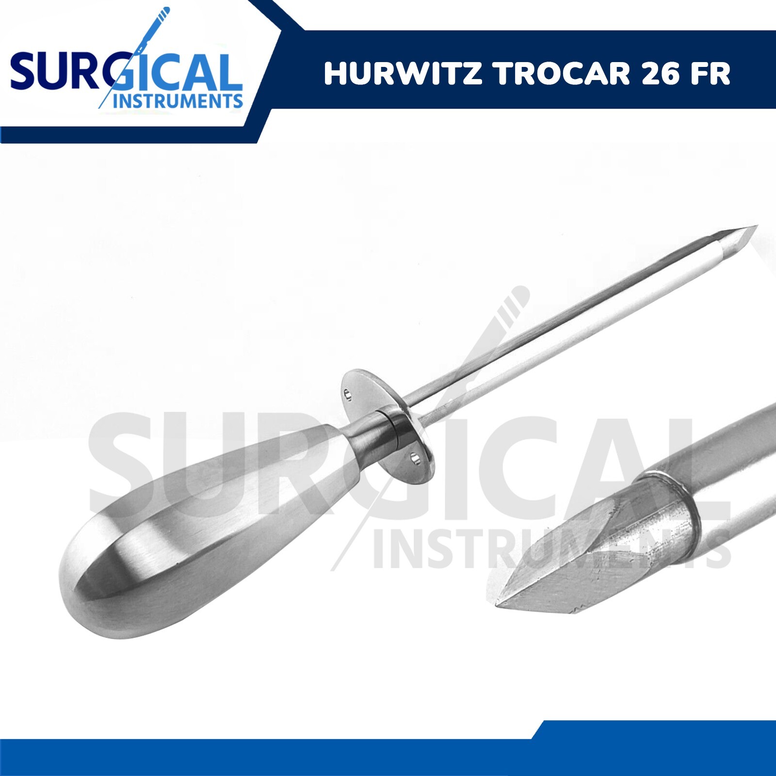 Hurwitz Trocar 26 FR. Surgical Medical Surgeon Instruments German Grade