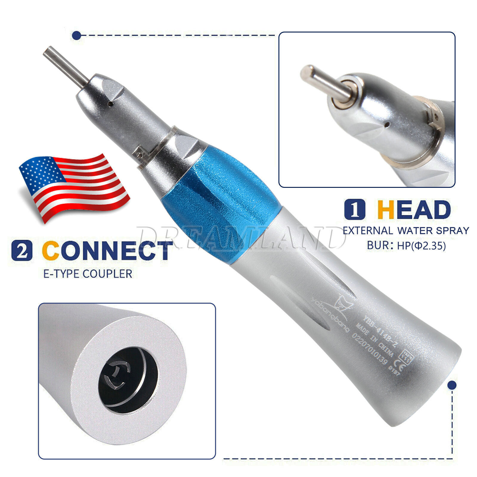 Dental Straight Handpiece Nosecone & Air Motor 4H fit NSK Low Slow Speed EP4