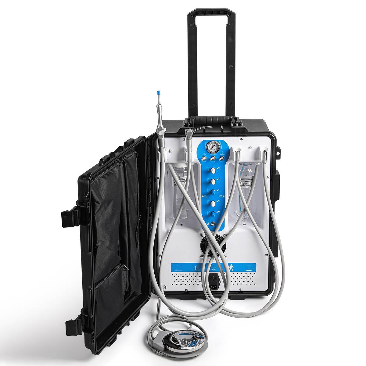Portable Dental Delivery Unit Cart Air Compressor Syringe Suction 4 Hole P204S