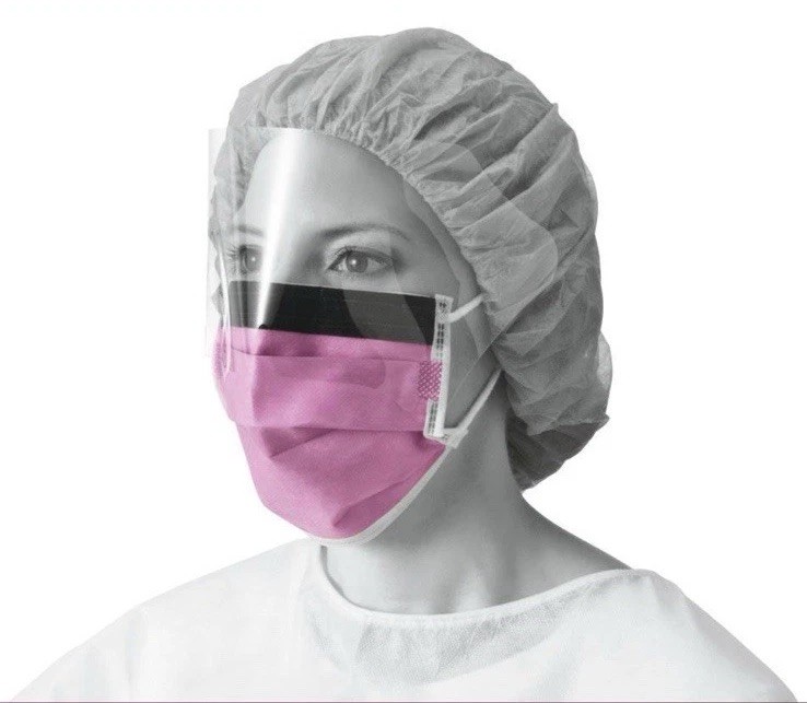 Medline Level 3 Fluid-Resistant Face Mask w/ Shield, EL REF NON27410EL, 100/Case