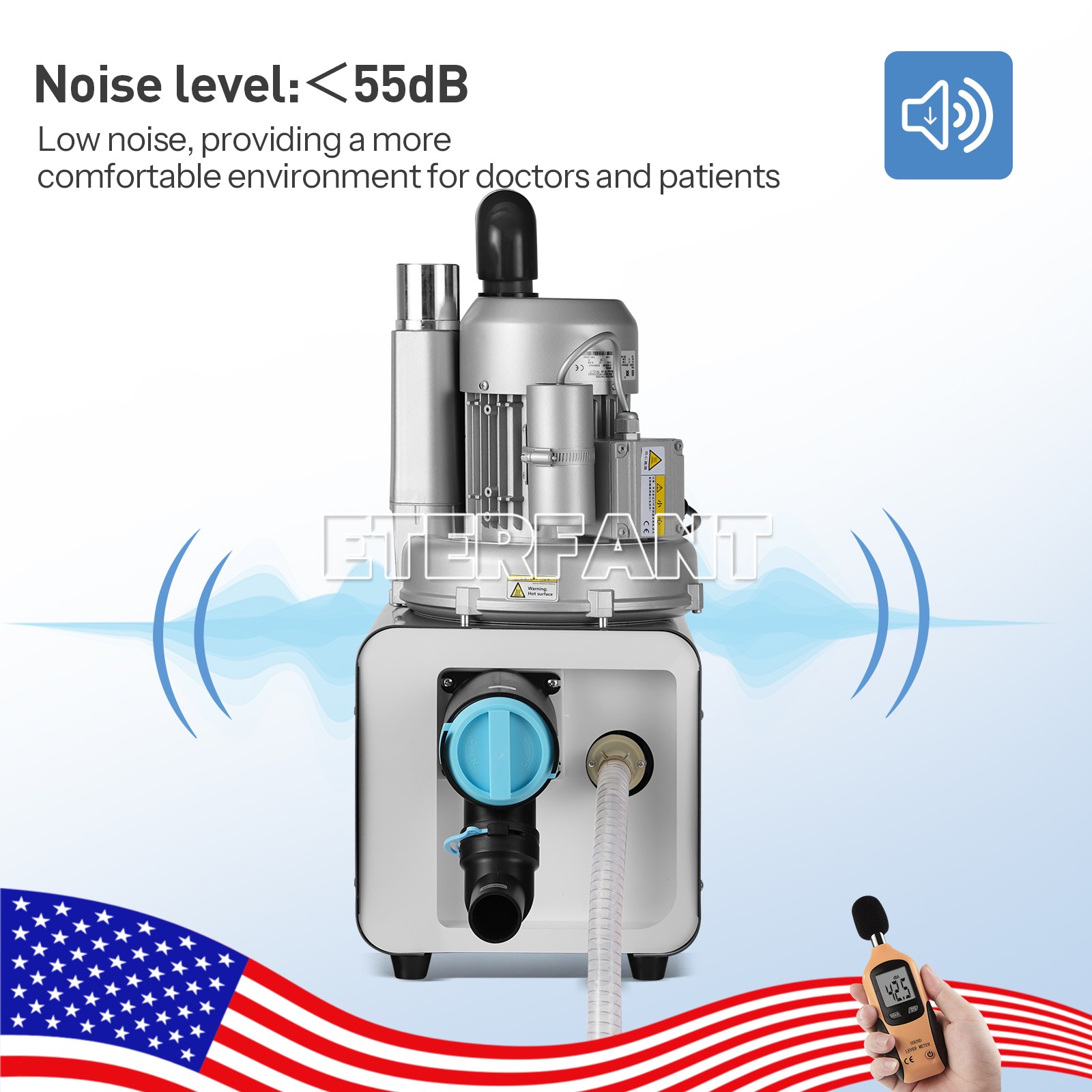 Dental Electric Suction Machine Vacuum System DE101 600L/min Semi-Dry Type