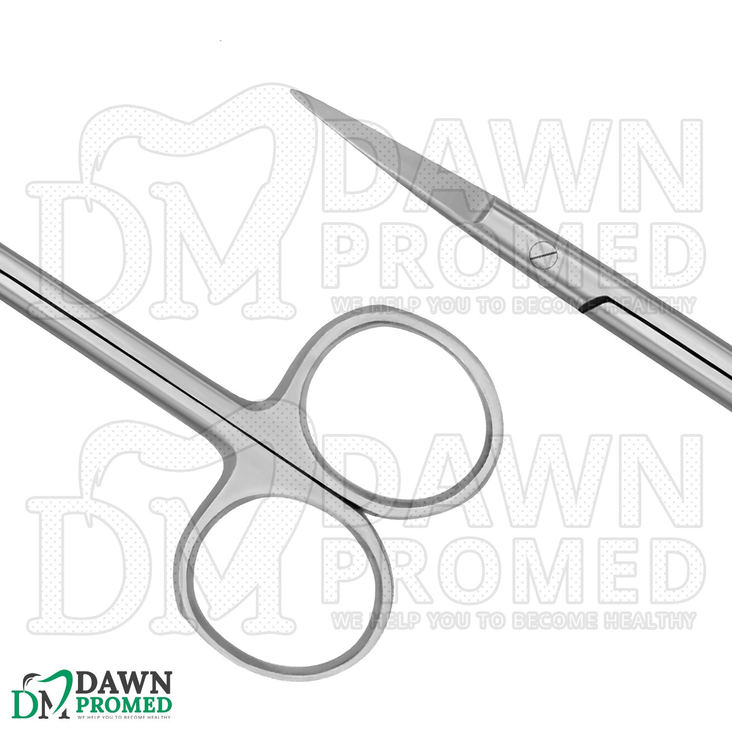 2 Pcs Iris Scissors 3.5” Straight & Curved Round Pattern Dental Surgical Set