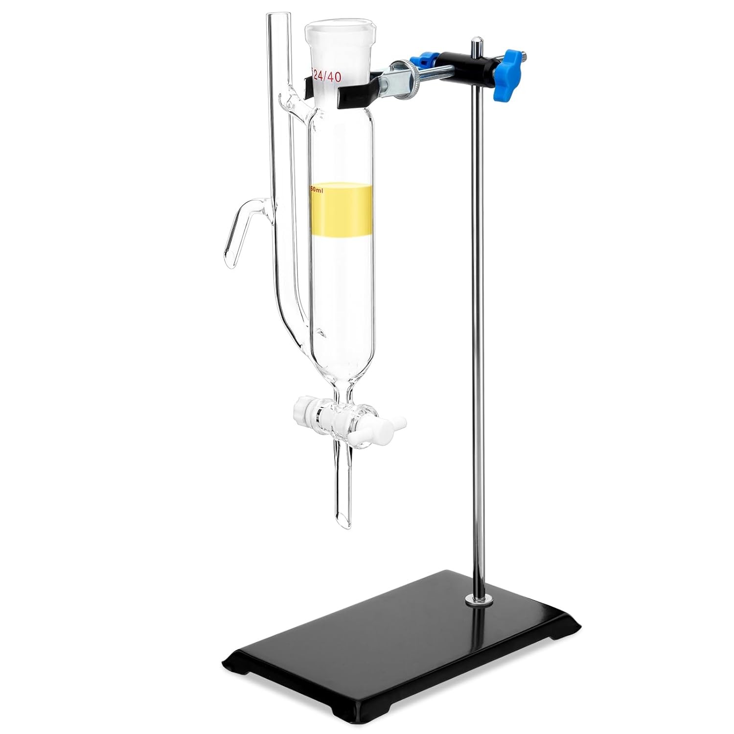 60ml Water Oil Receiver Separator 24/40 Joint and Stand Glass Separation Funnel