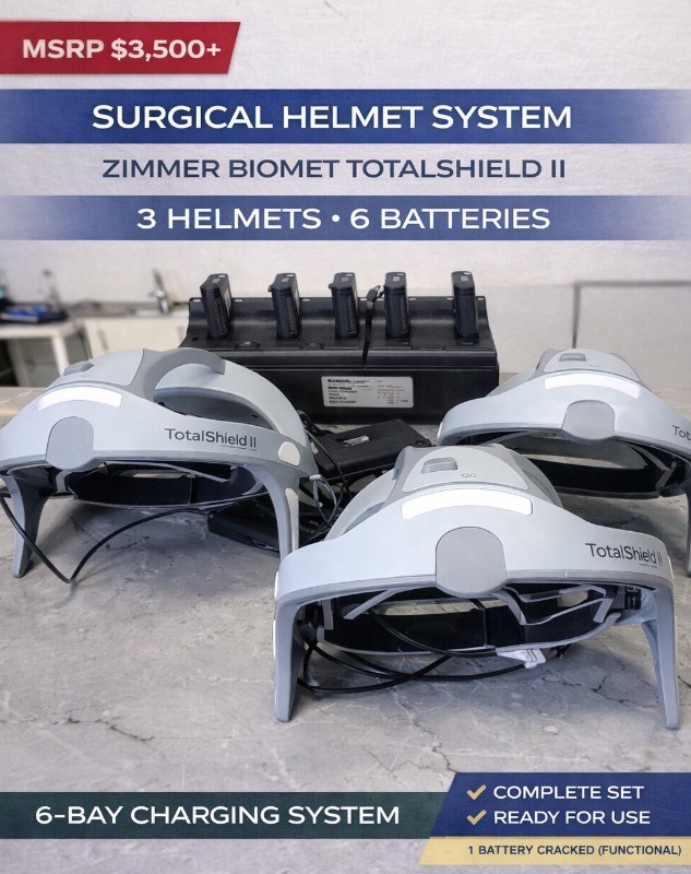 Zimmer Biomet TotalShield II Surgical Helmet System, 3 Helmets, batteries Works