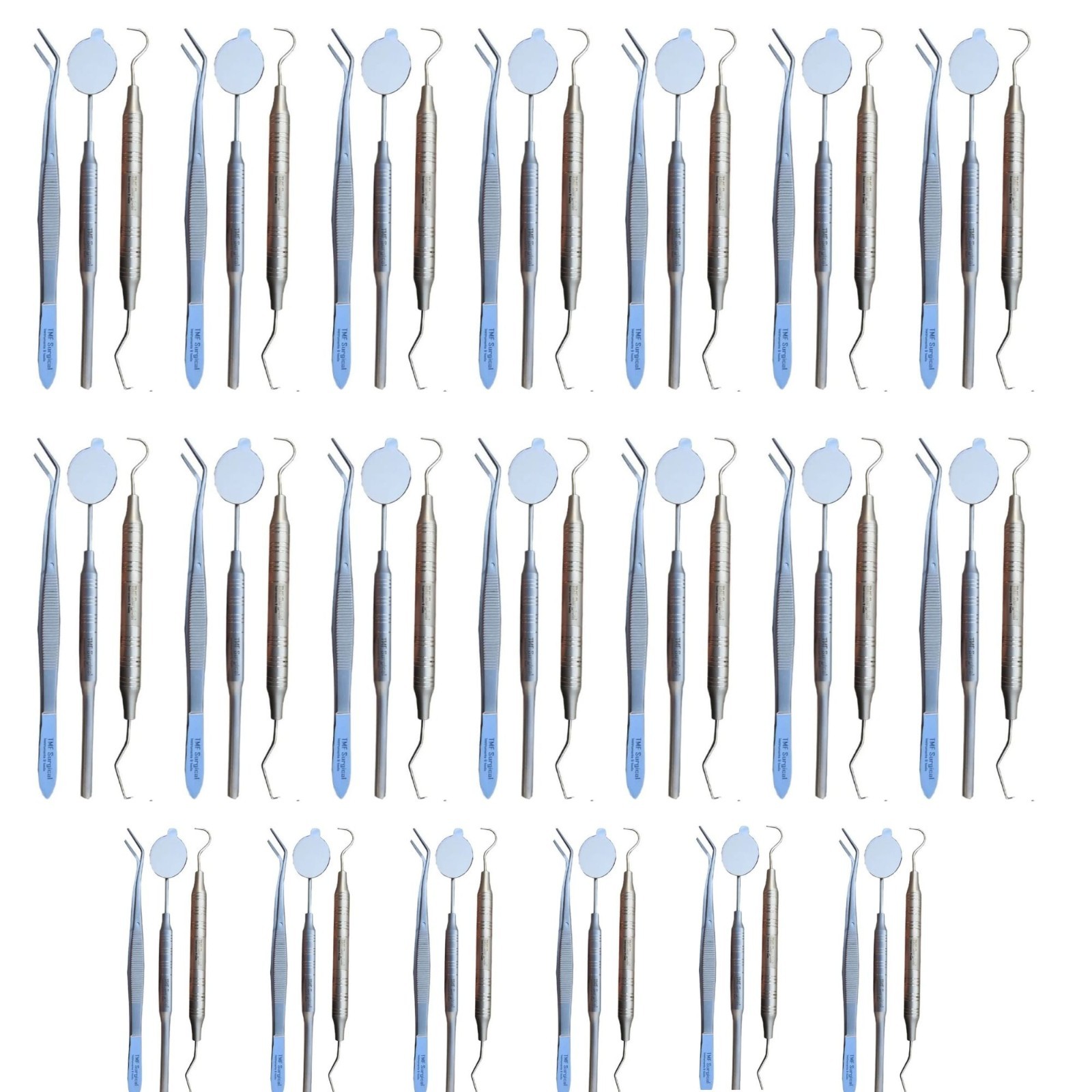 20x Basic Dental Examination Kit – Mirror, Probe & Tweezer Stainless Steel CE