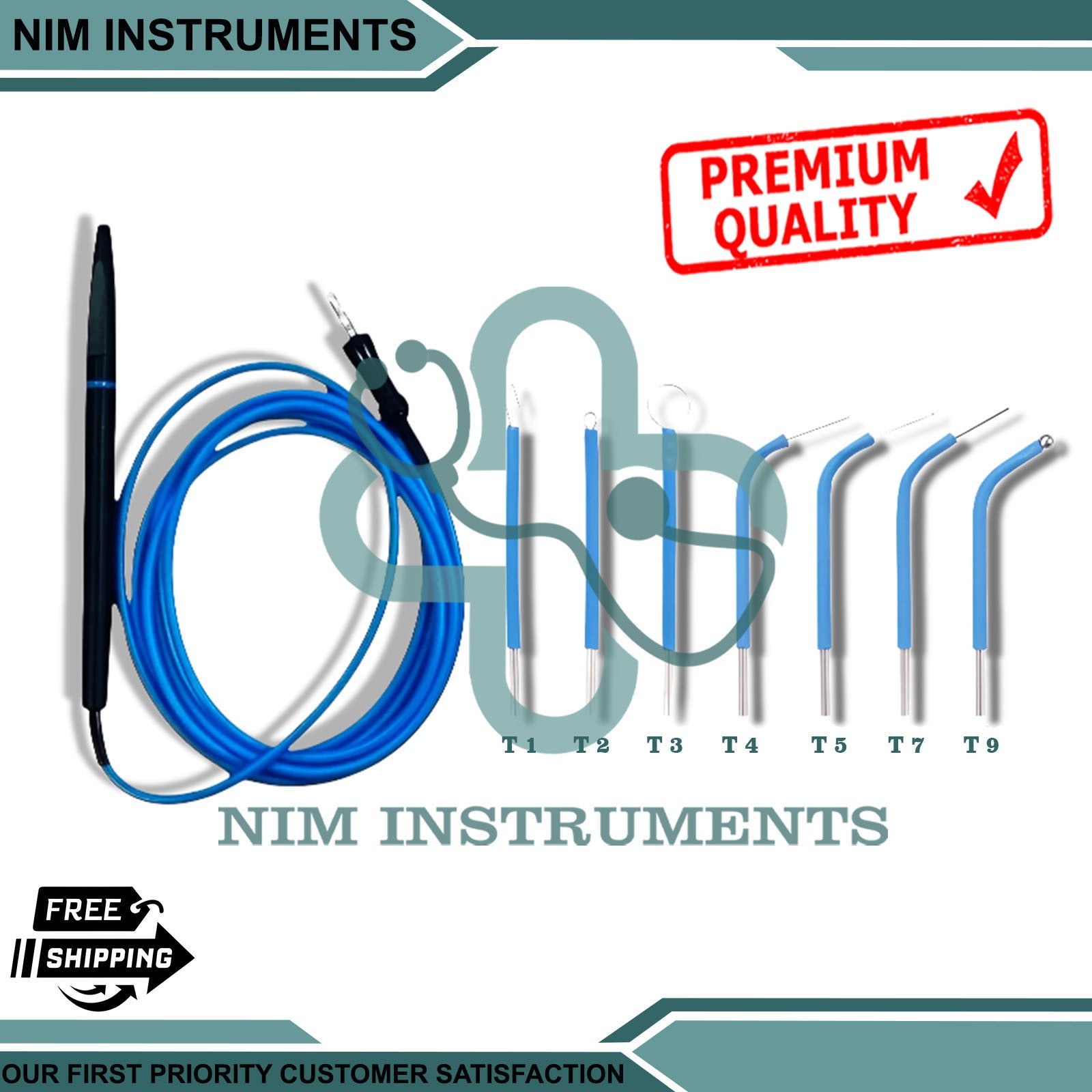 BonART ART-E1 Blue Color OLD Style Handpiece With 7 set of BLUE Electrodes