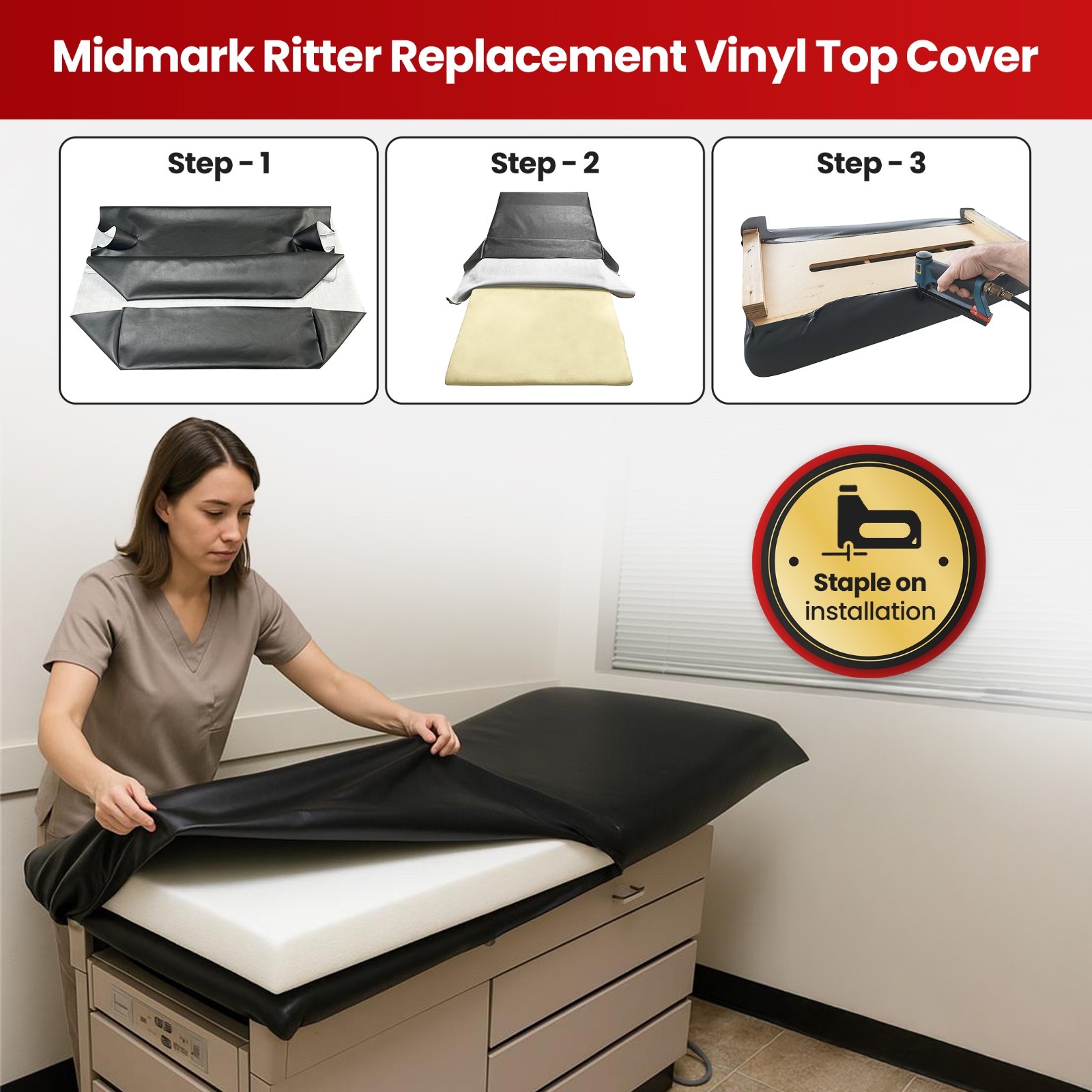 Midmark Ritter 104 Exam Table Top Replacement Heavy Duty Vinyl Cover Sta G1N