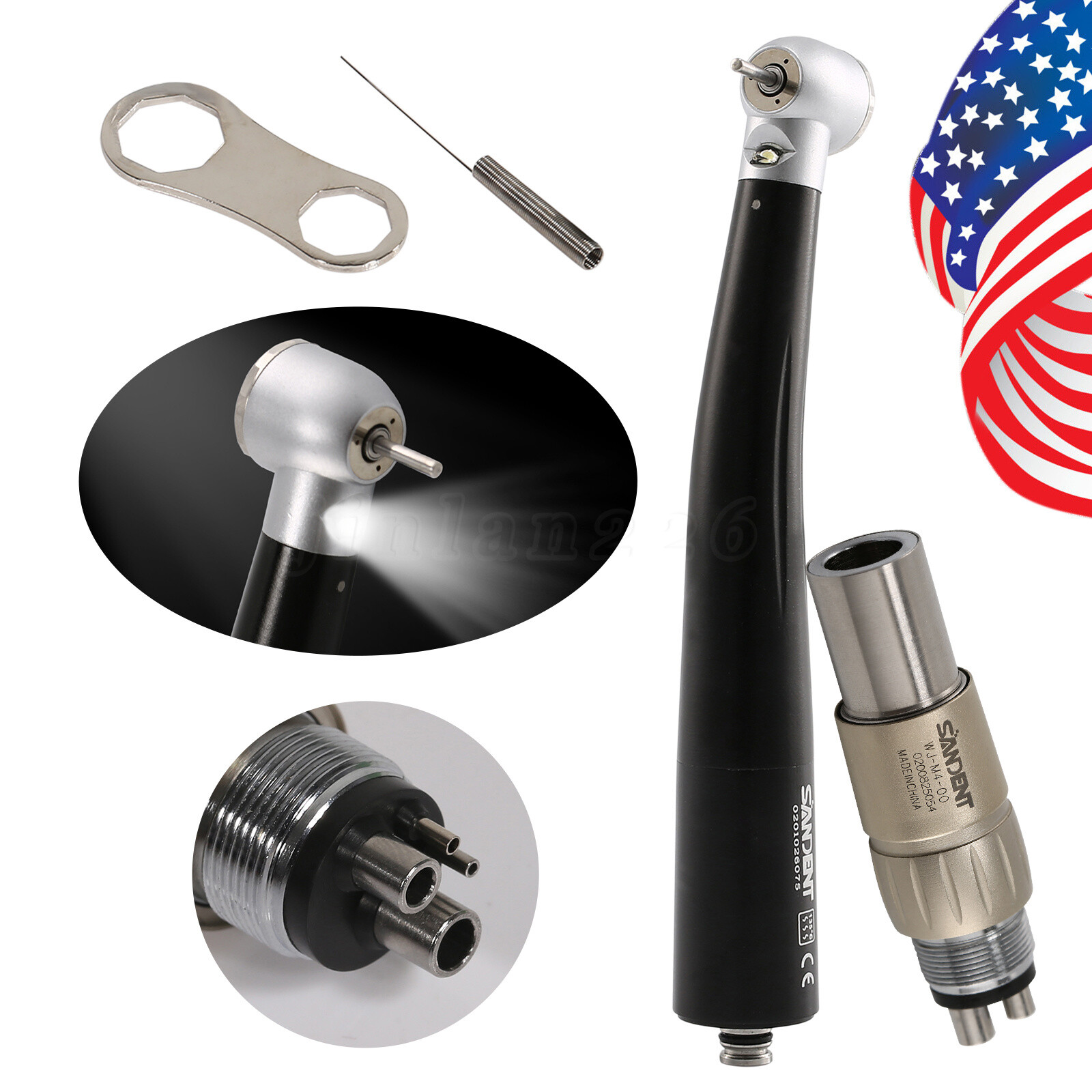 1-10PCS Dental High Speed LED E-generator Handpiece 3 Spray+4Holes Quick Coupler