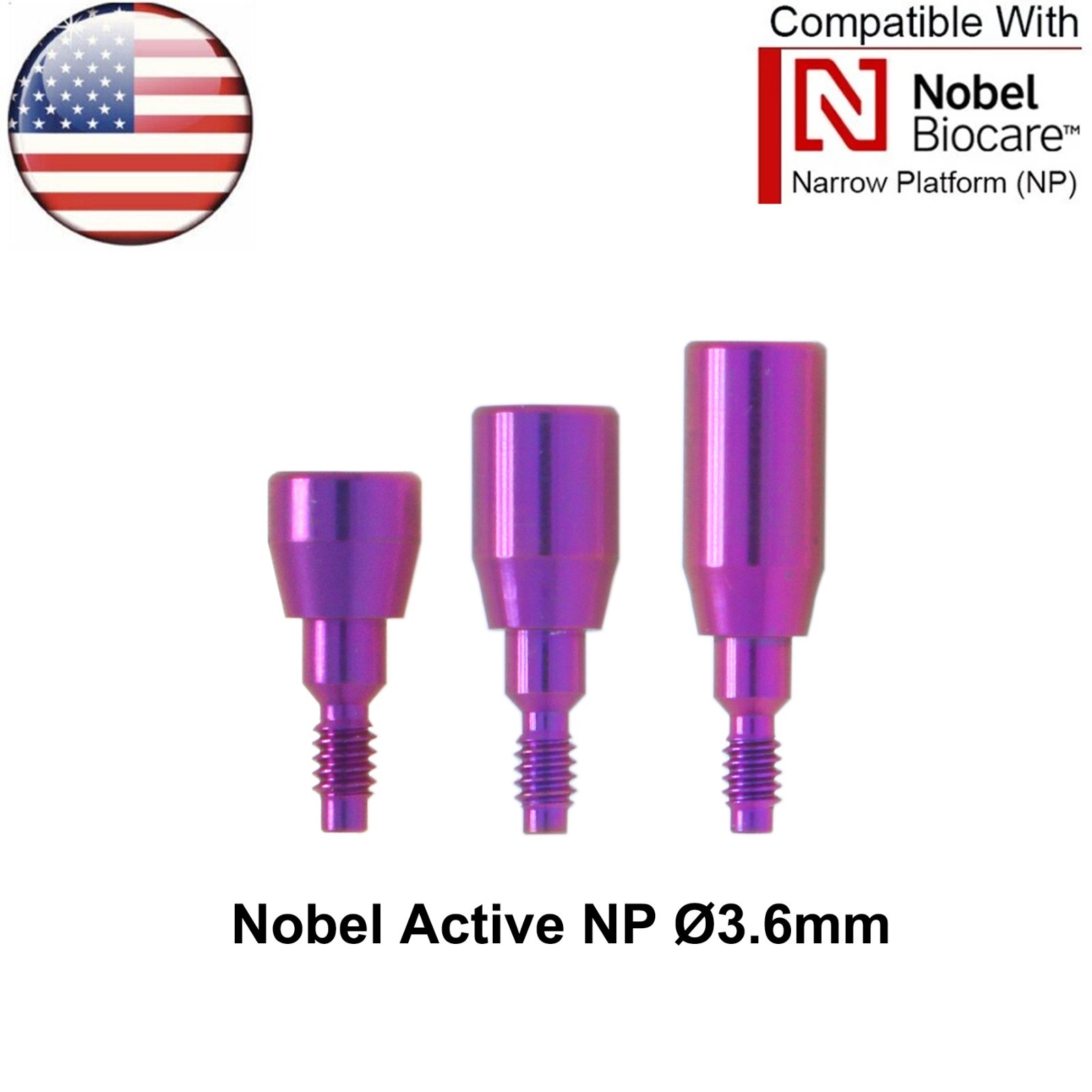 US Fits Nobel Active Healing Cap Abutment Transfer Coping Open Closed Tray NP/RP