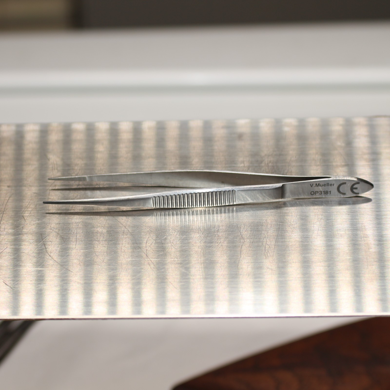 V. Mueller OP3181 Eye Dressing Forceps 4″ Heavy Serrated Surgical Instrument