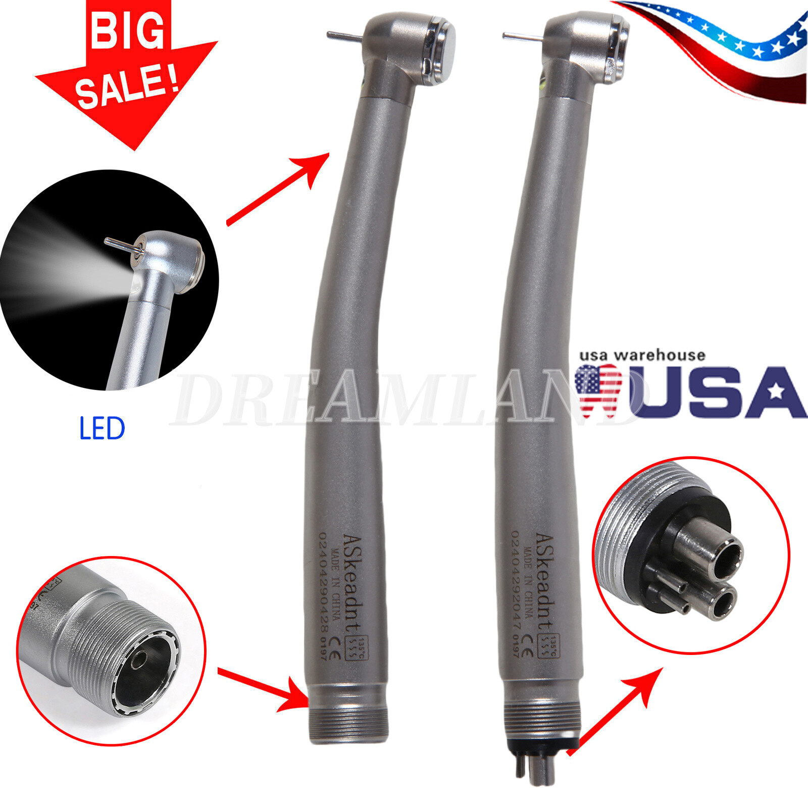 NSK Style Dental Fiber Optic LED E-generator High Speed Handpiece 2/4Holes