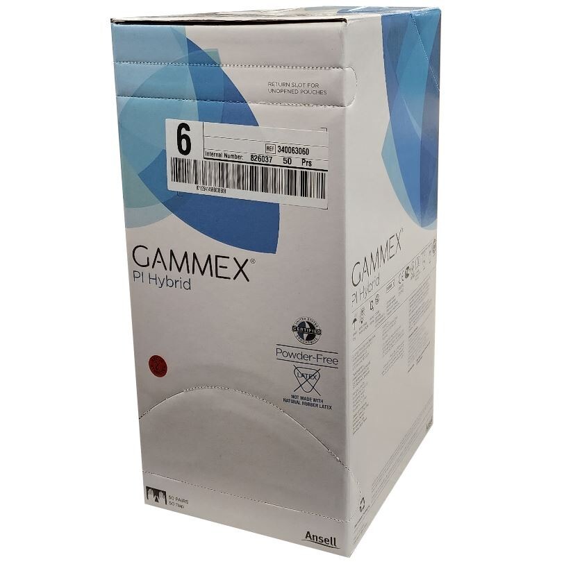 *50-Pairs* Ansell Gammex PI Hybrid PF Surgical Size-6.0 Gloves 340063060