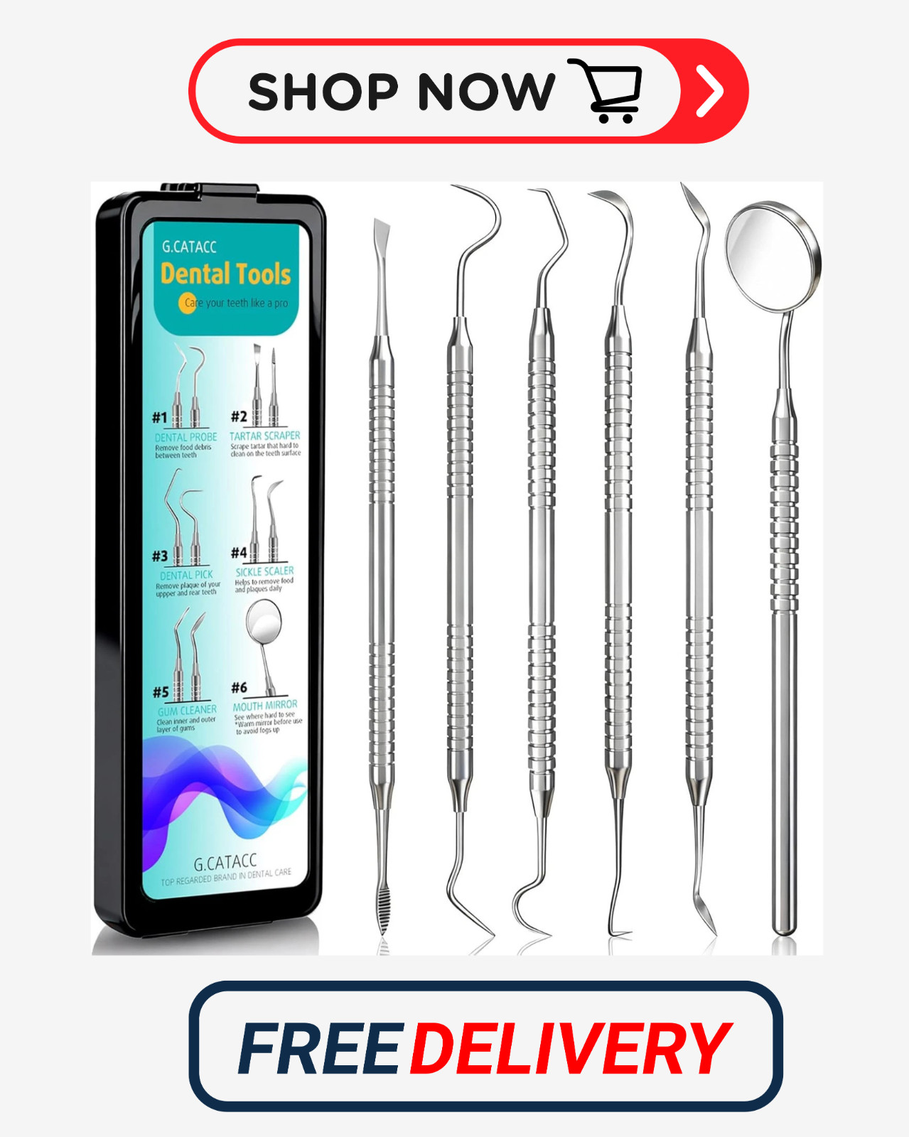 Dental Tools, Dental Pick for Teeth Cleaning, Stainless Steel Hygiene Kit with