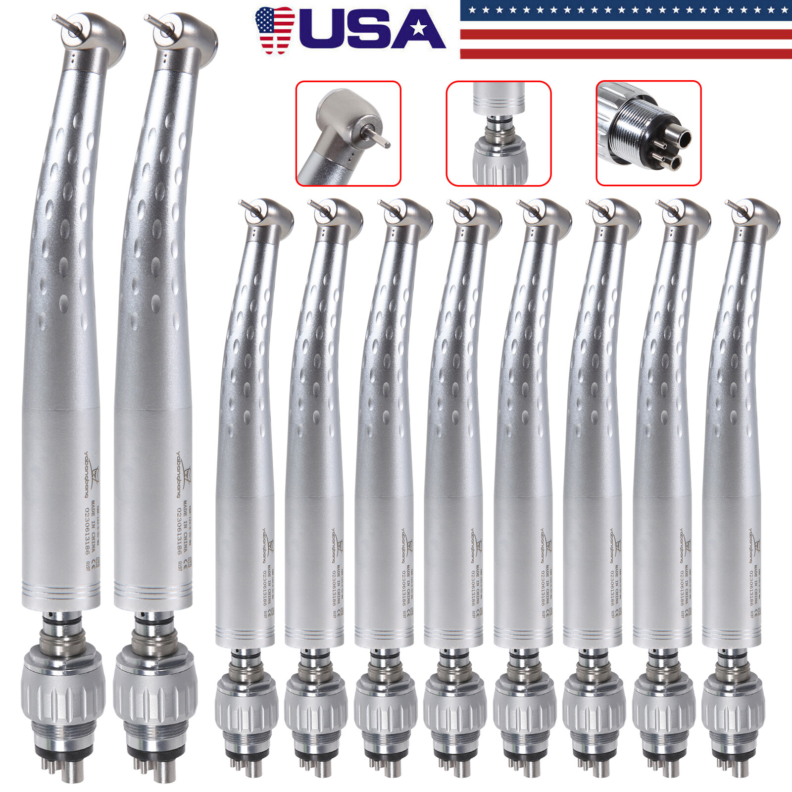 1-10* Kavo Style Dental High Speed Turbine Handpiece Push Button & 4H Coupler to