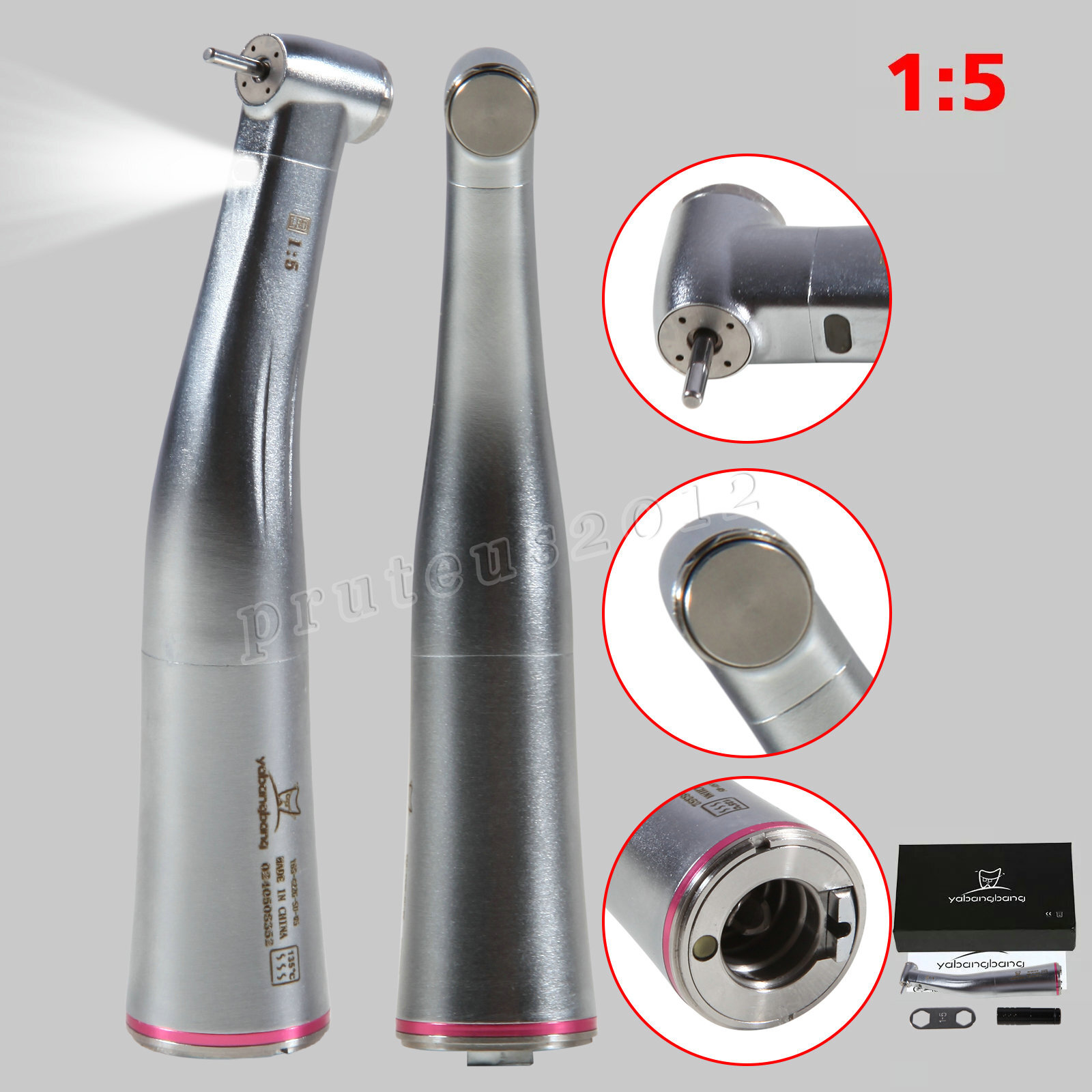 Dental 1:5 Increasing Handpiece Contra Angle LED For KAVO NSK Electric Motor USA