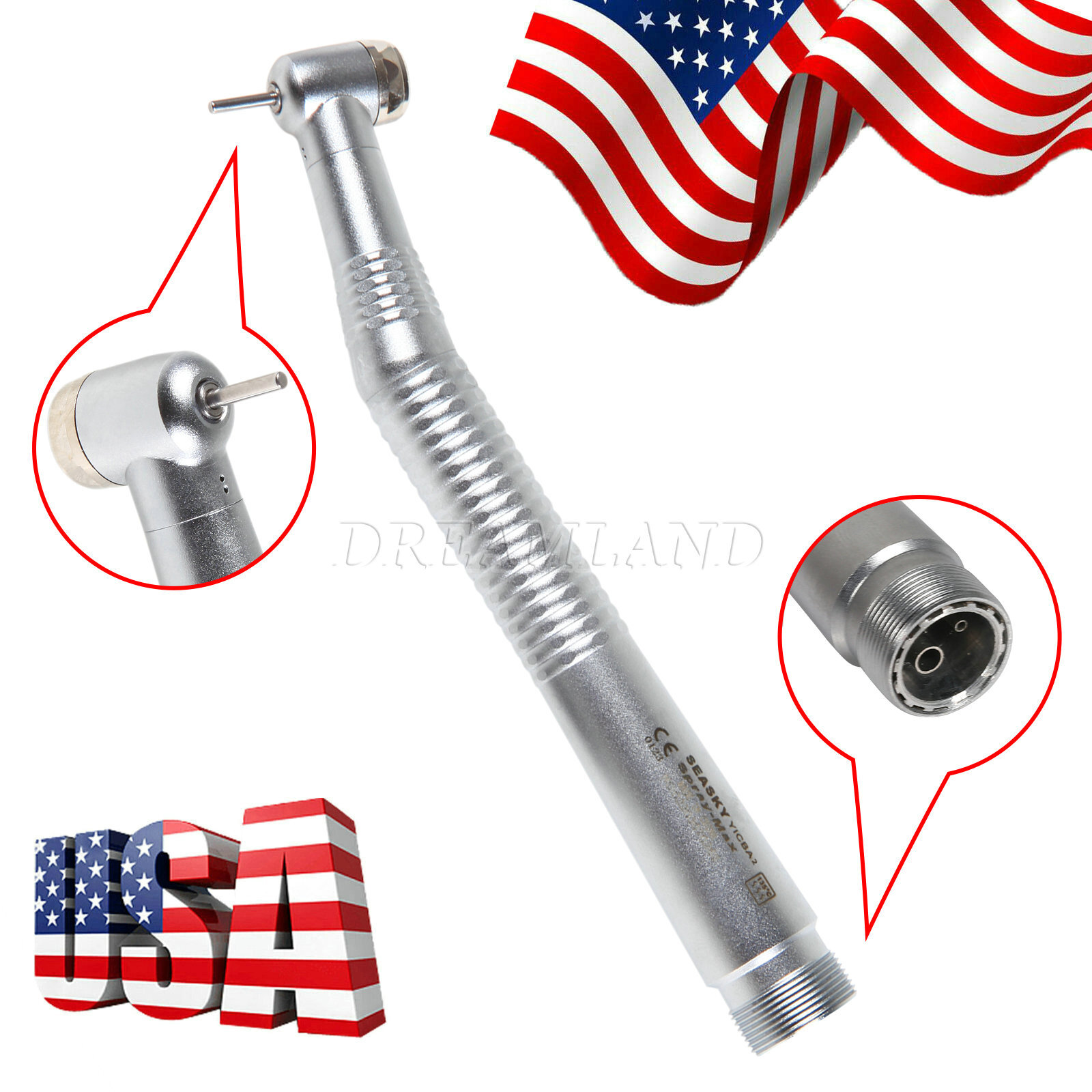 Dental High Fast Speed Handpiece Air Turbine Standard Head Push 4H/2H Fit NSK