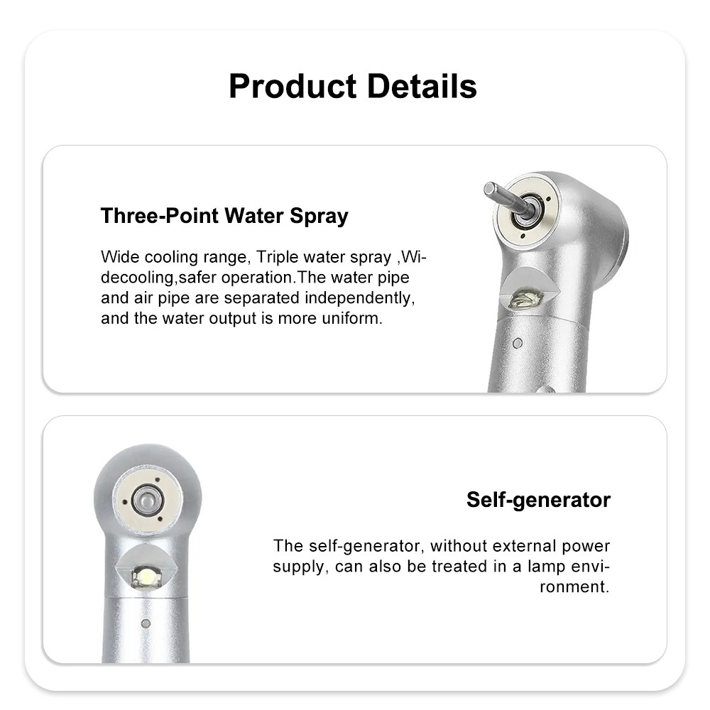 LED Dental E-generator High Speed Handpiece Push Button 2/4Hole Tip 3Water Spray