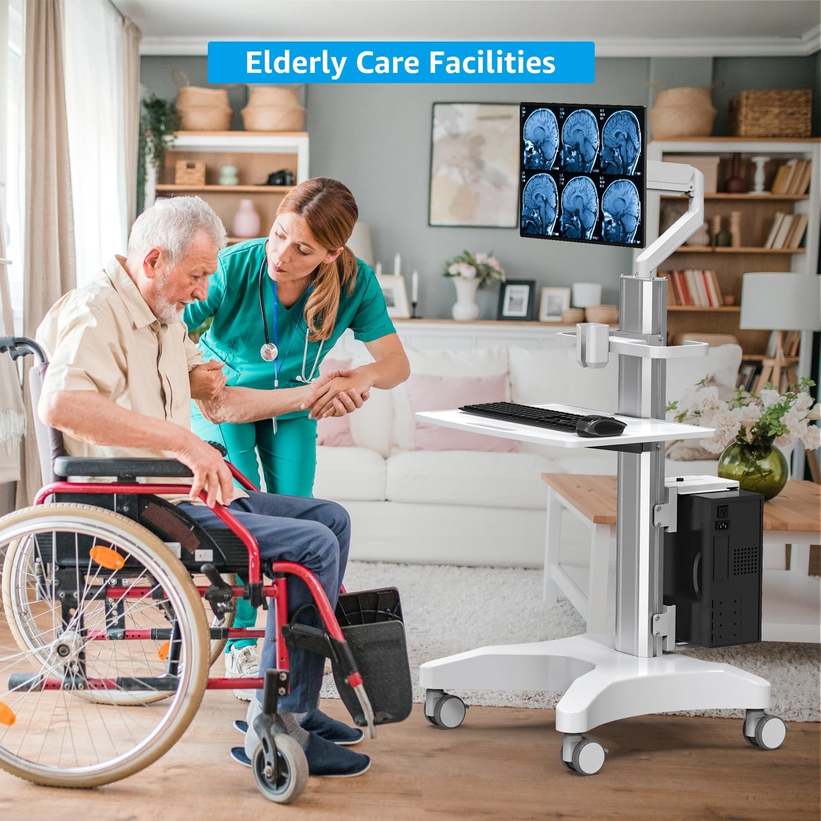 Medical Trolley Cart with Monitor Mount & Oral Scanner Holder – Height-Adj