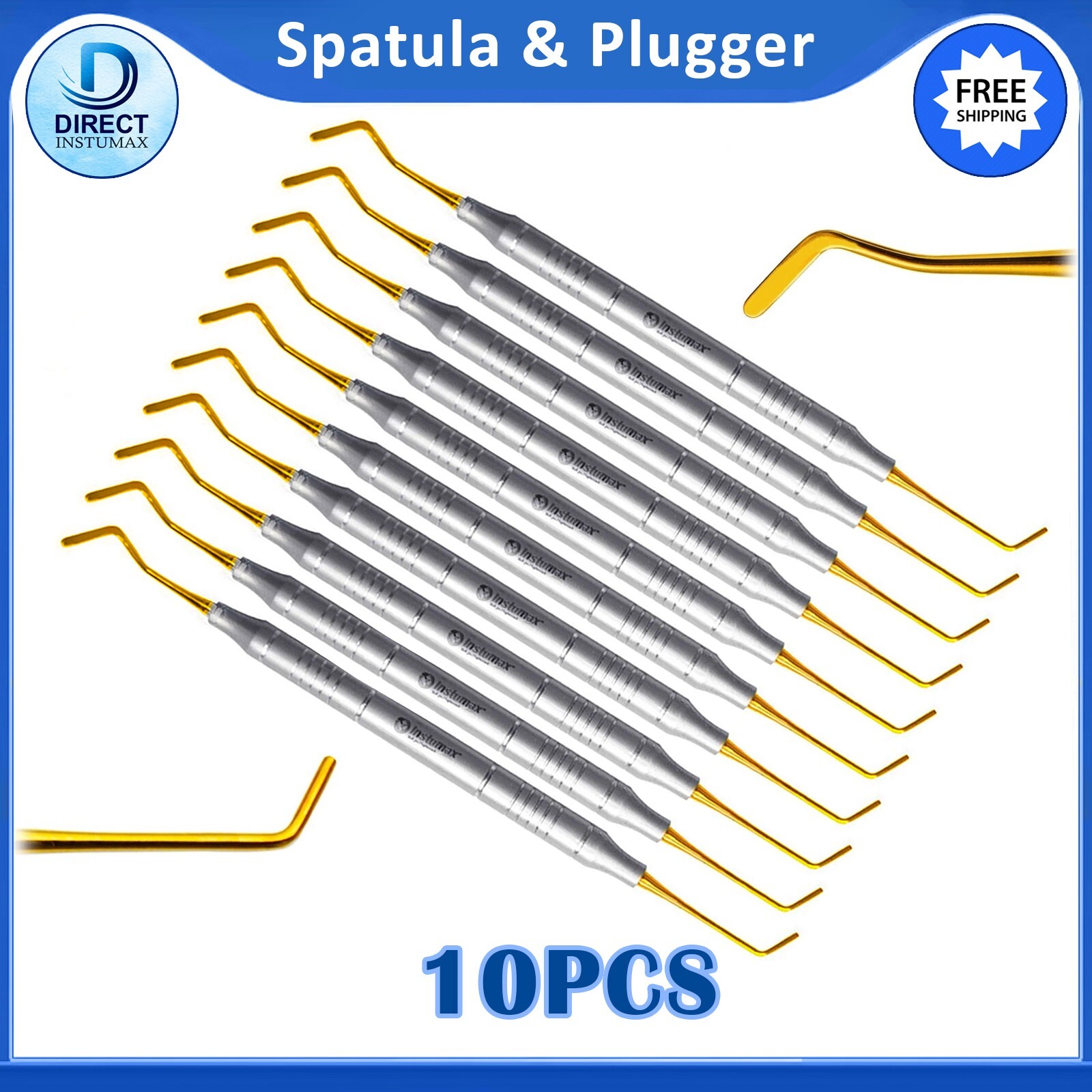 Dental Composite Filling Instruments Spatula & Plugger Titanium Gold Tips