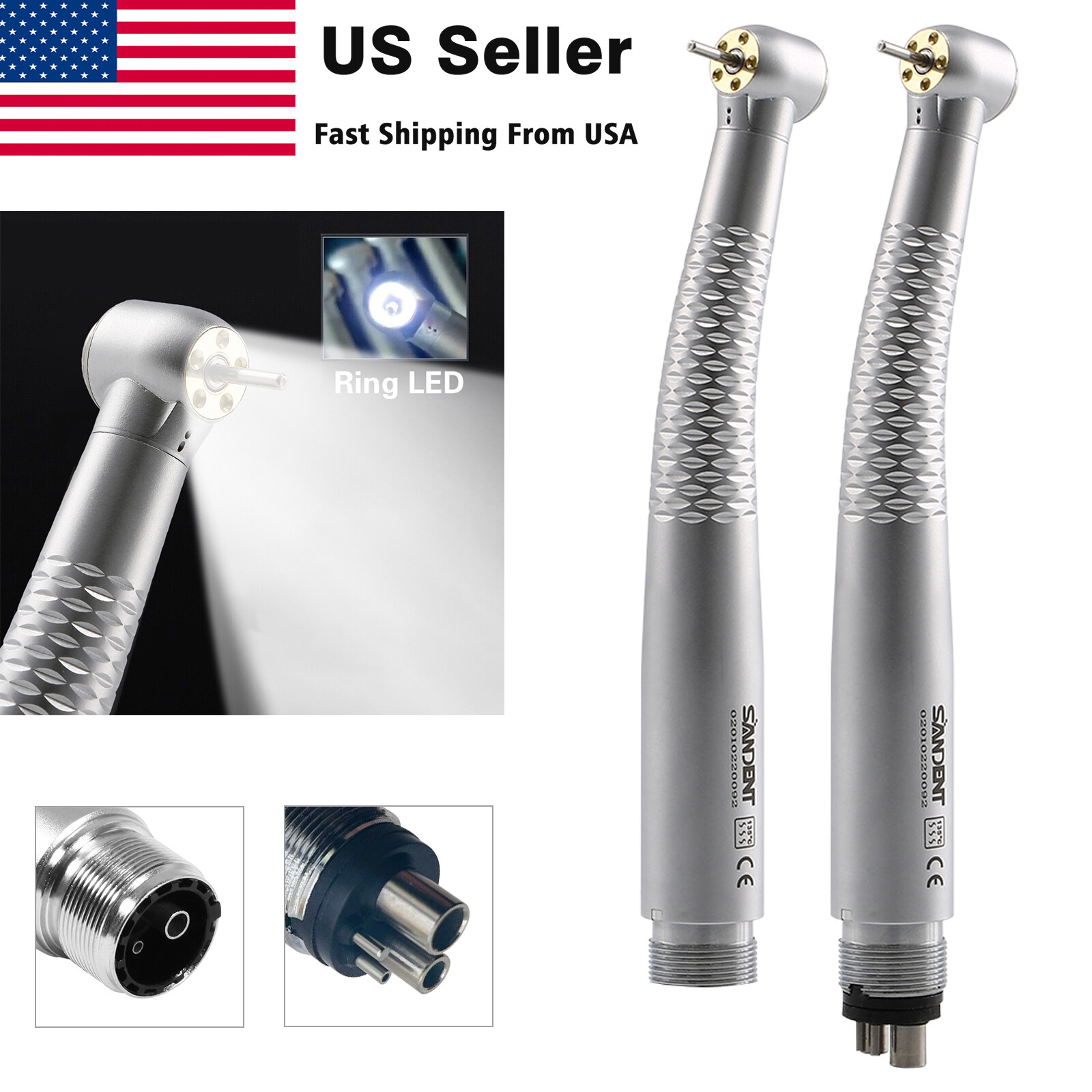 Dental LED E-generator High Speed Handpiece 5*Bulb Fiber Optic / Rotor Y