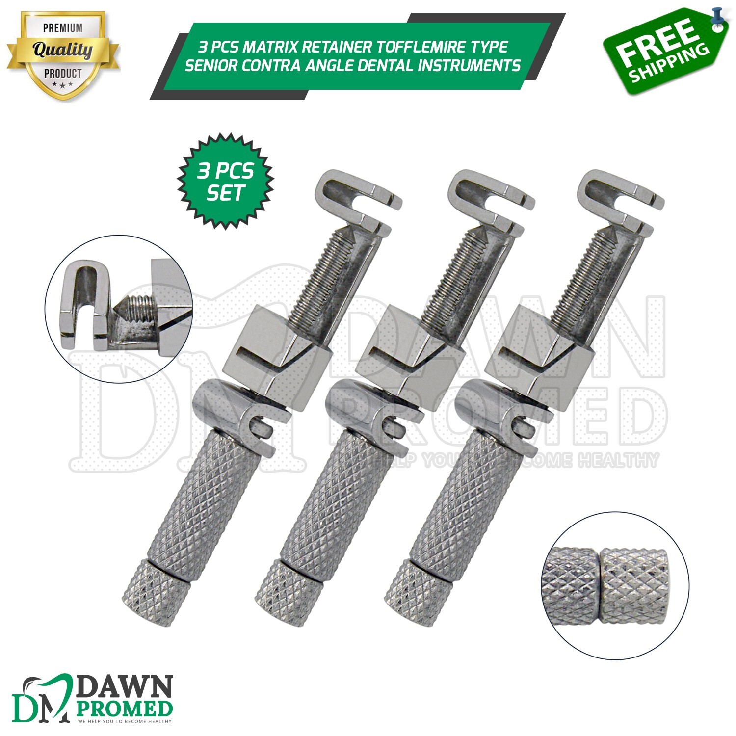 3 Pcs Matrix Retainer Tofflemire Type Senior Contra Angle Dental Instruments