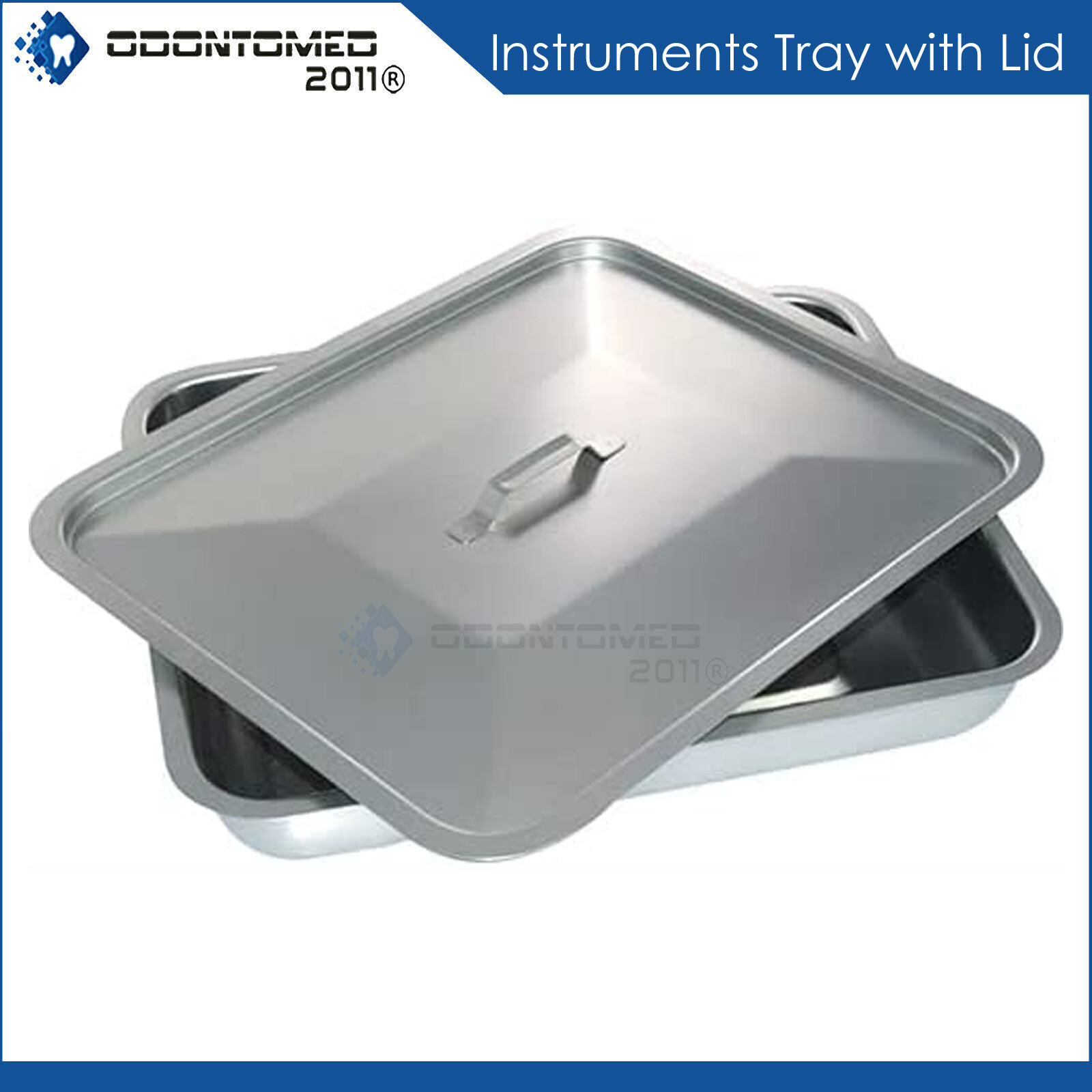 8″X10″X2.25″ Stainless Steel Instrument Tray Organizer Holder with Lid & Handle