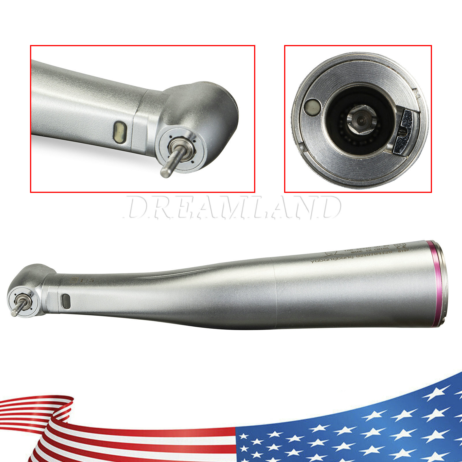 Dental 1:5 Fibre Optic Increasing Inner Channel Contra Angle Handpiece