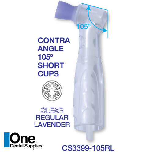 Dental Disposable Clear Body Prophy Angles Short Lavender Cup Regular 105°100’s