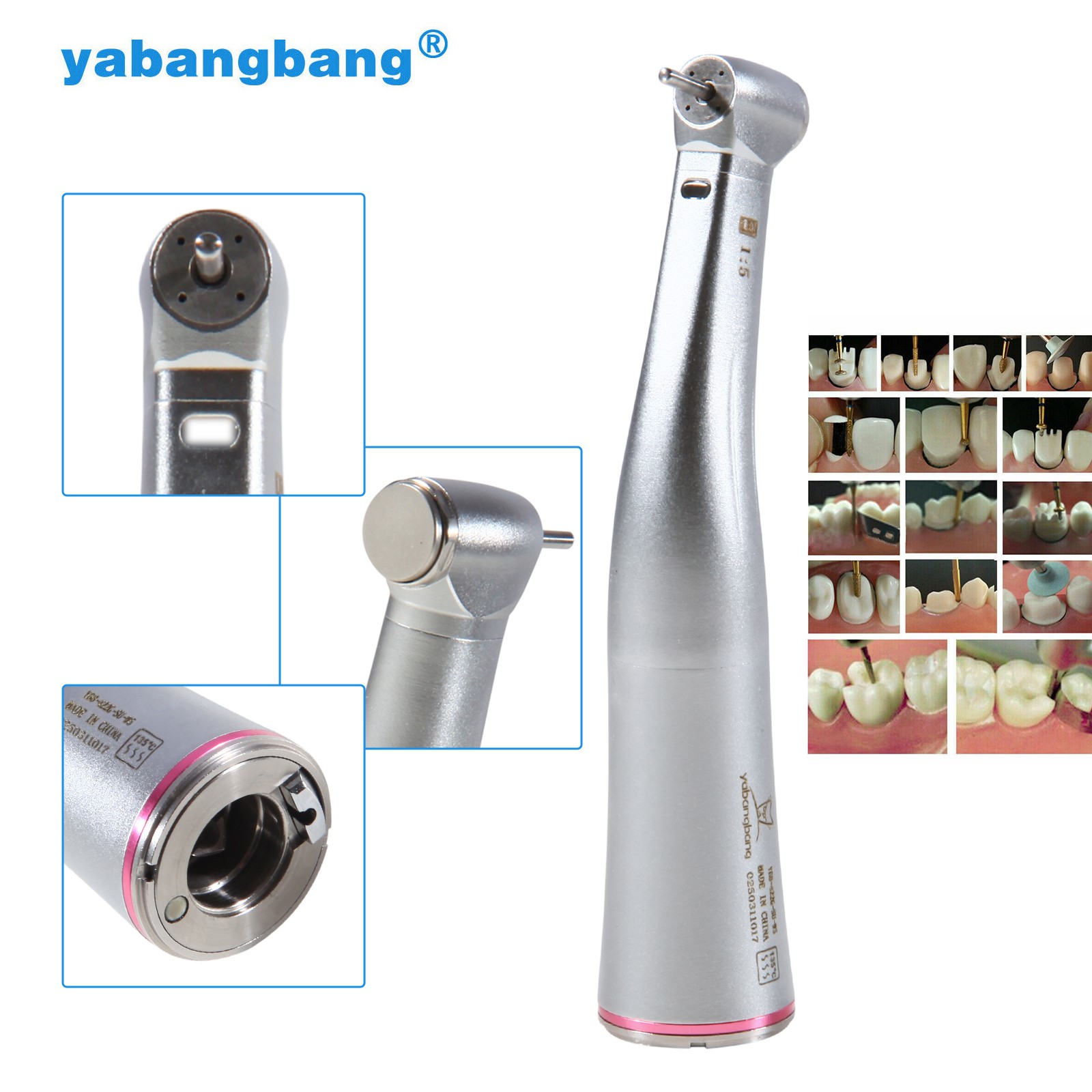 Dental 1:5 Increasing Handpiece Contra Angle LED Fit KAVO NSK Electric Motor CE
