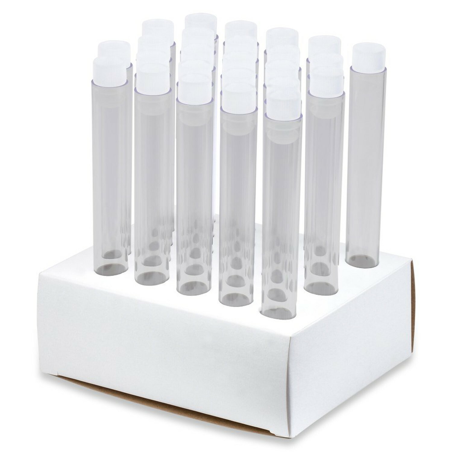 16x150mm Polypropylene Test Tubes and Caps, Cardboard Rack (Pack of 25)