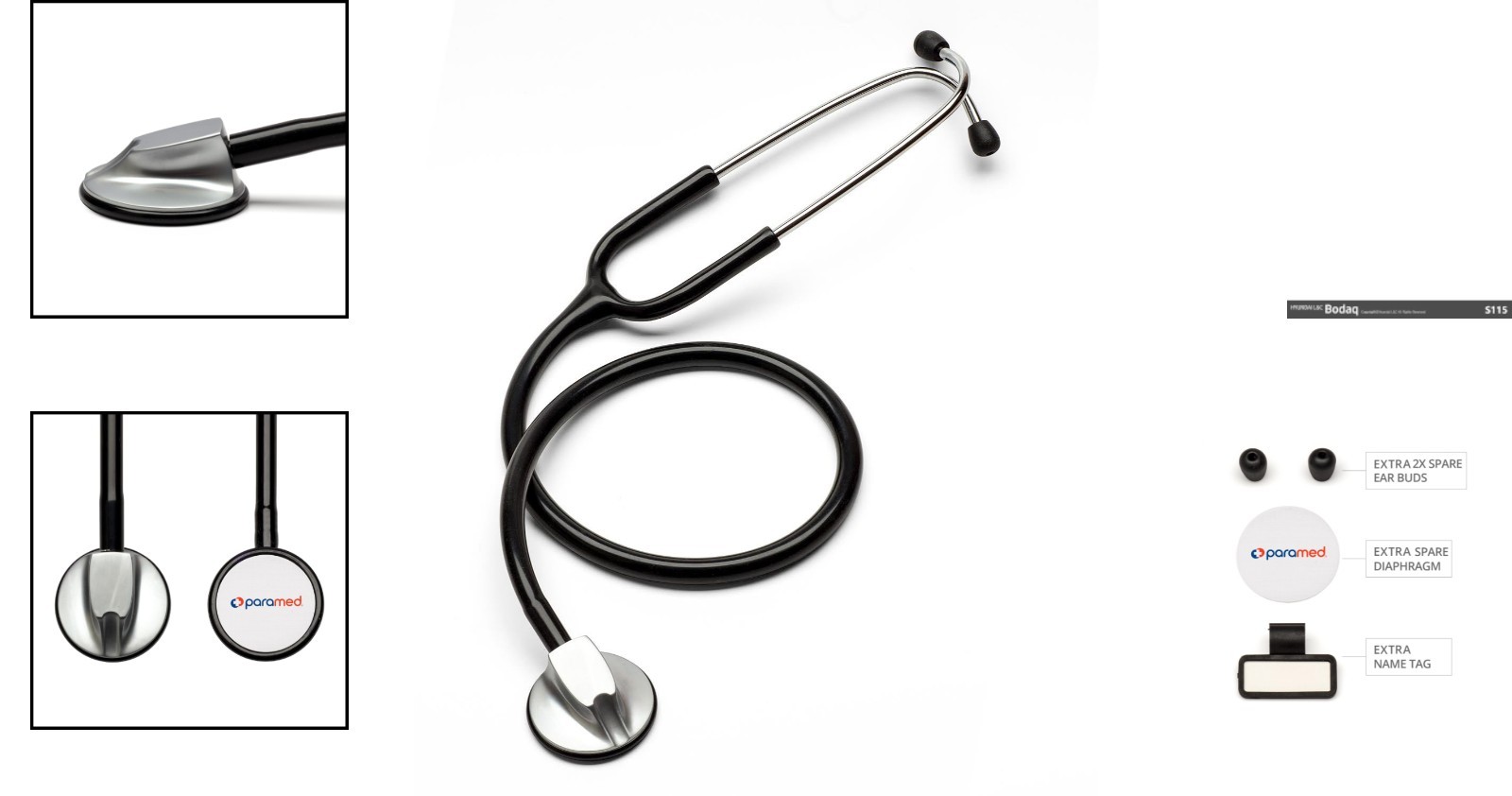 Classic Black Stethoscope – Single Head Cardiology, 22 inch for Nurses & Doctors
