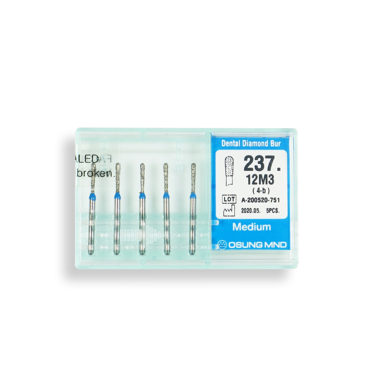 Pear 1.2 mm Dia Medium Grit Diamond Bur 5/Pack [1857-237.12M3]