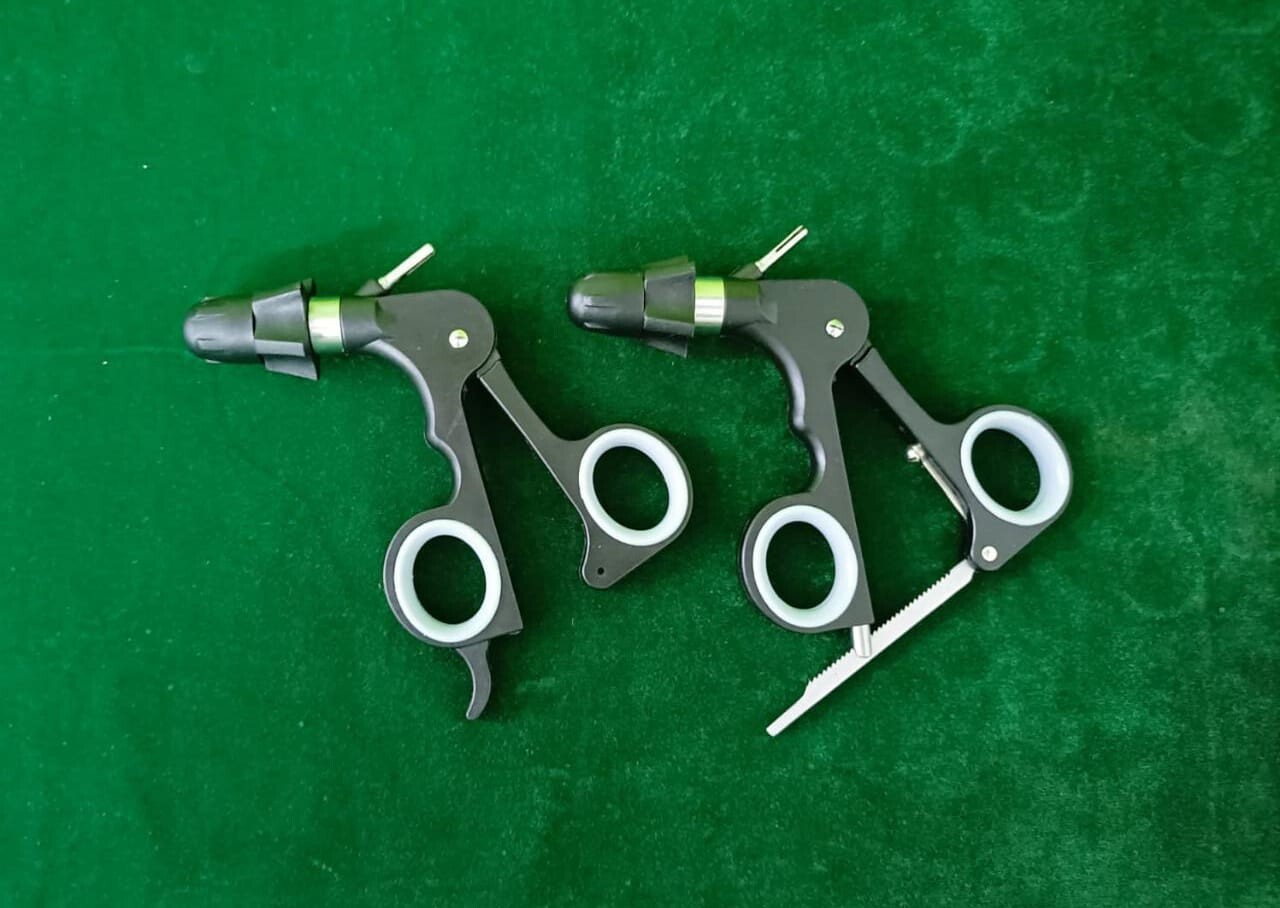 2pc Laparoscopic Ratchet & Non-Ratchet Handle For Monopolar Grasper 5mm Reusable