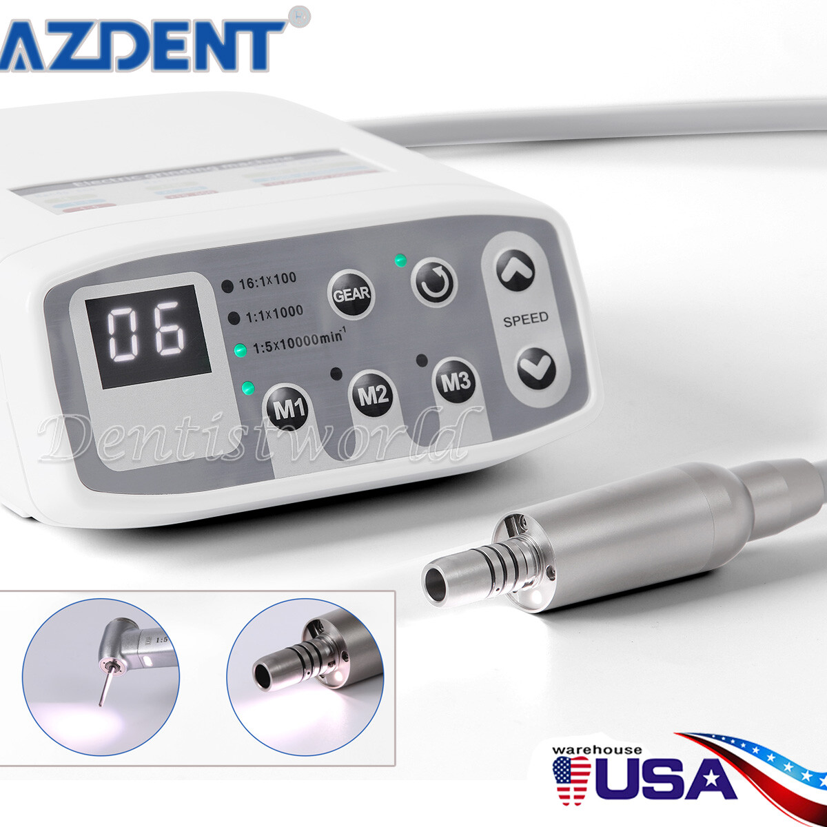 AZDENT Dental LED Electric Brushless Micro Motor E-Type Internal-Spray