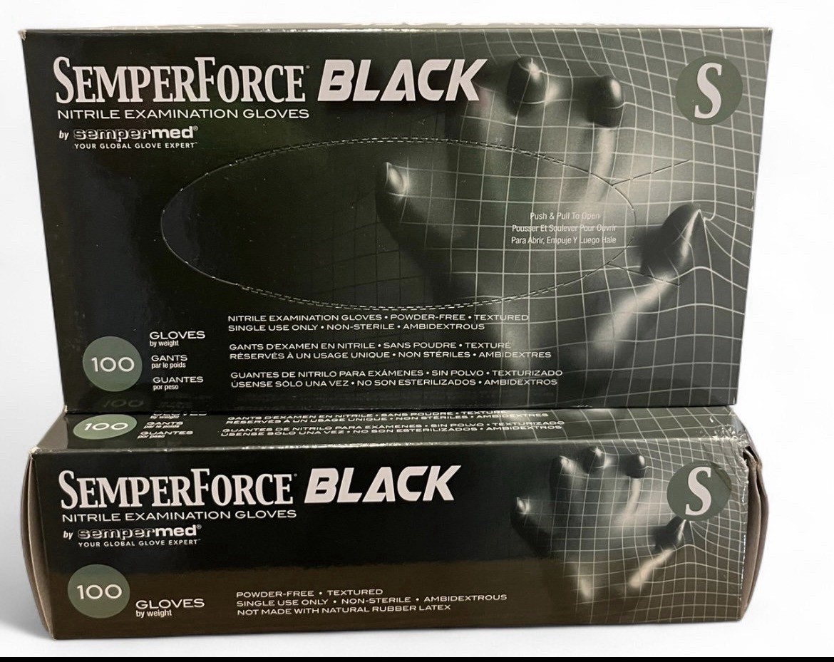 Sempermed SemperForce Black Nitrile Powder-Free Gloves Small 100 Gloves per Box